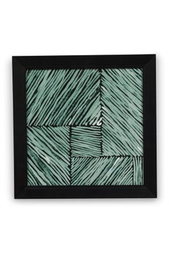 Pair of Framed Geometric Mid-Century Textured Color Block Print