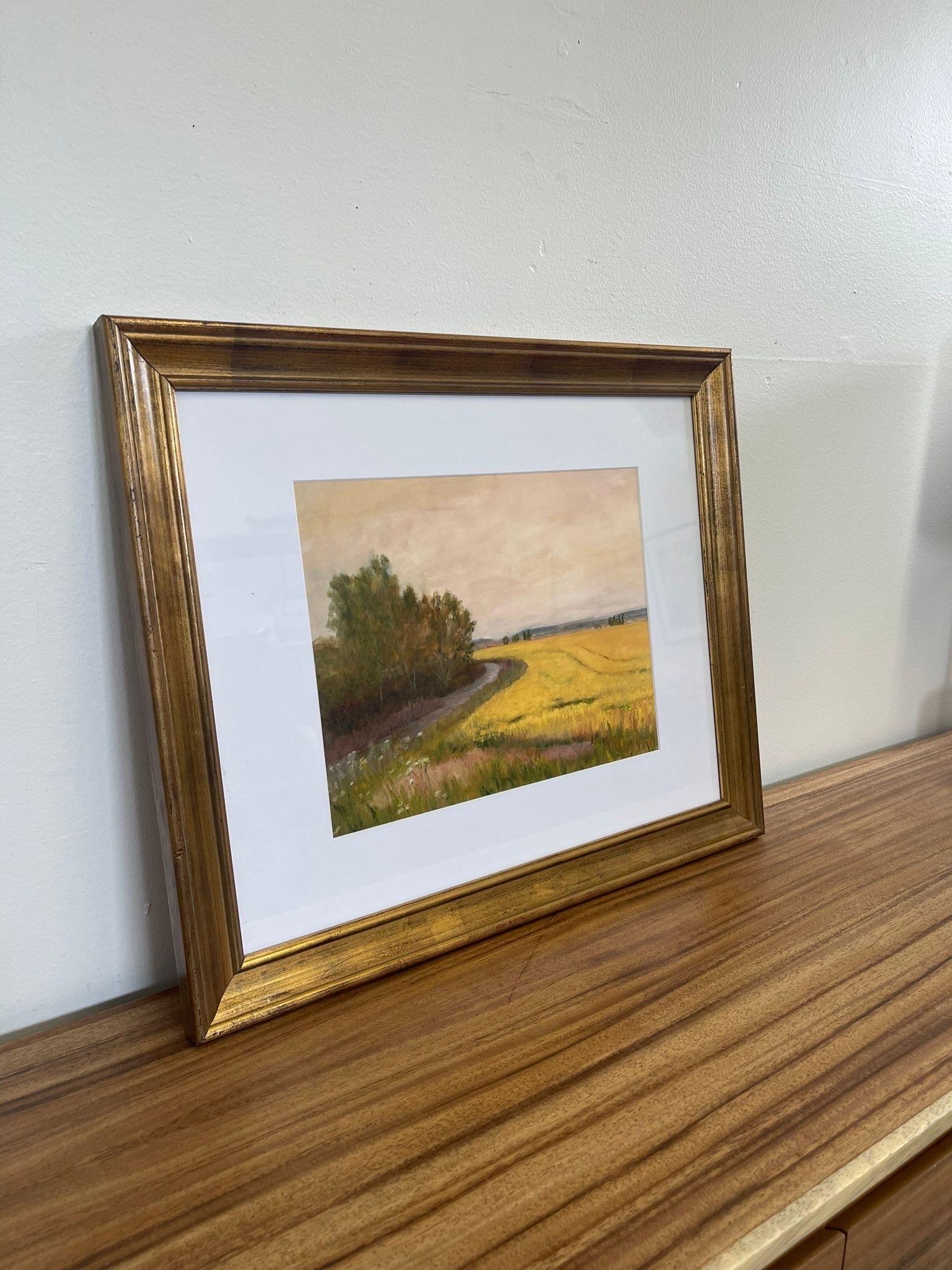 Mid-Century Modern Pair of Framed Giclee Landscape Fine Art Print by Helen Drummond. For Sale