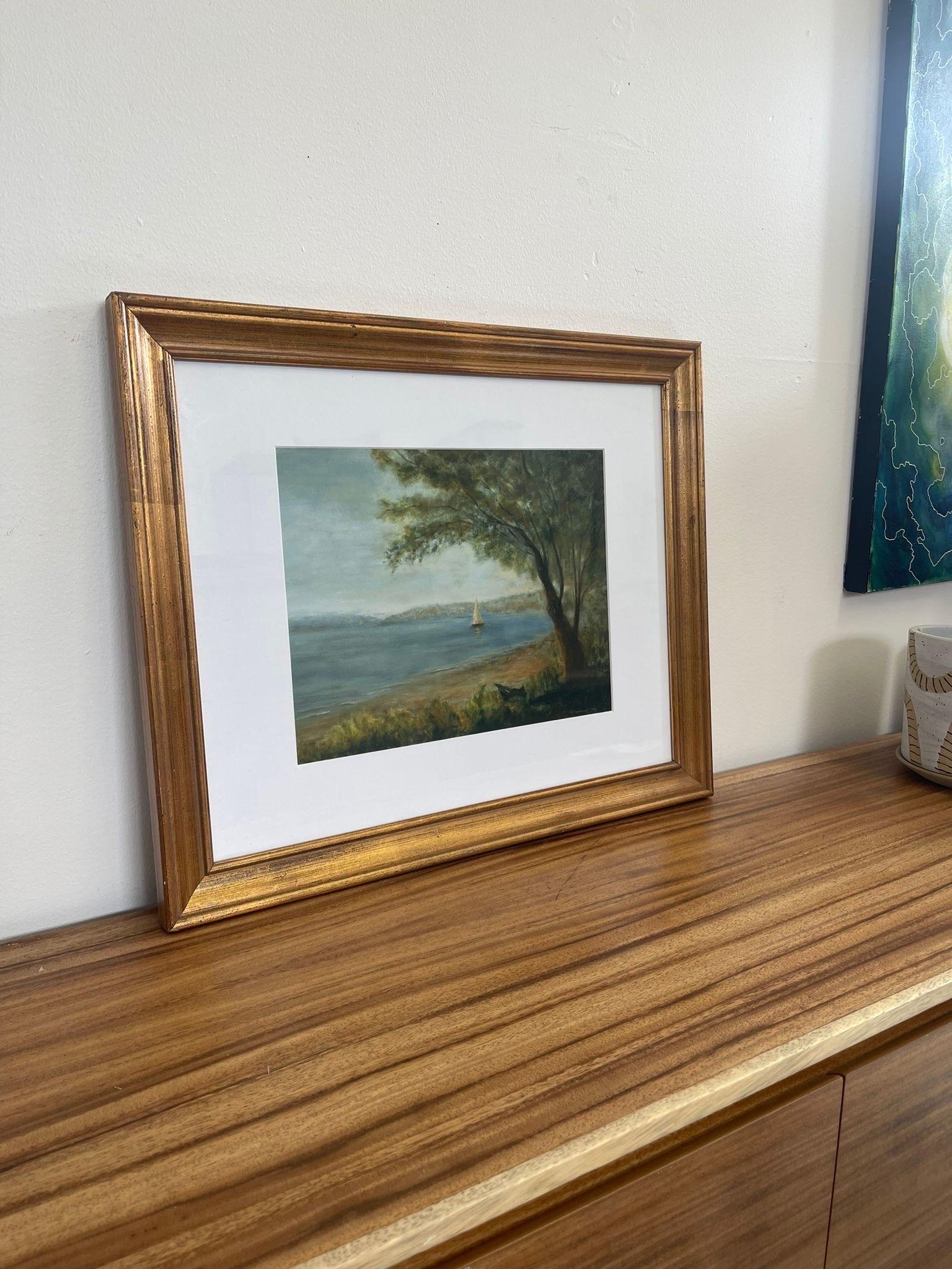 Bois Paire d'impressions d'art de paysage Giclee encadrées par Helen Drummond. en vente