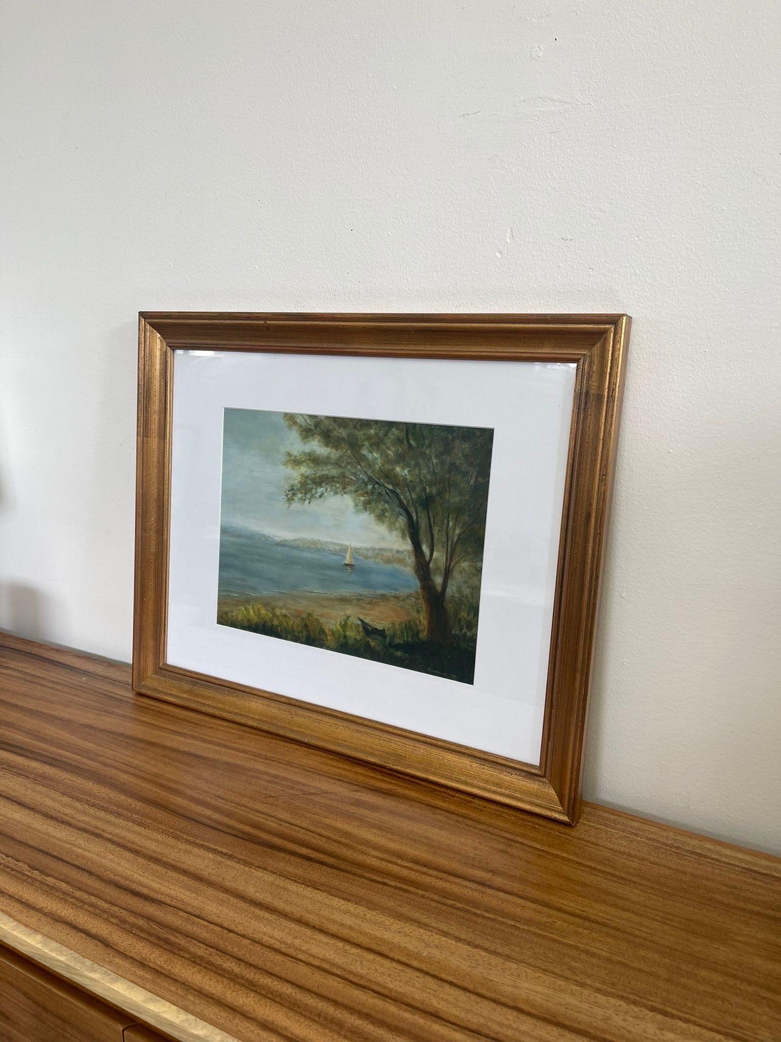 Paire d'impressions d'art de paysage Giclee encadrées par Helen Drummond. en vente 1