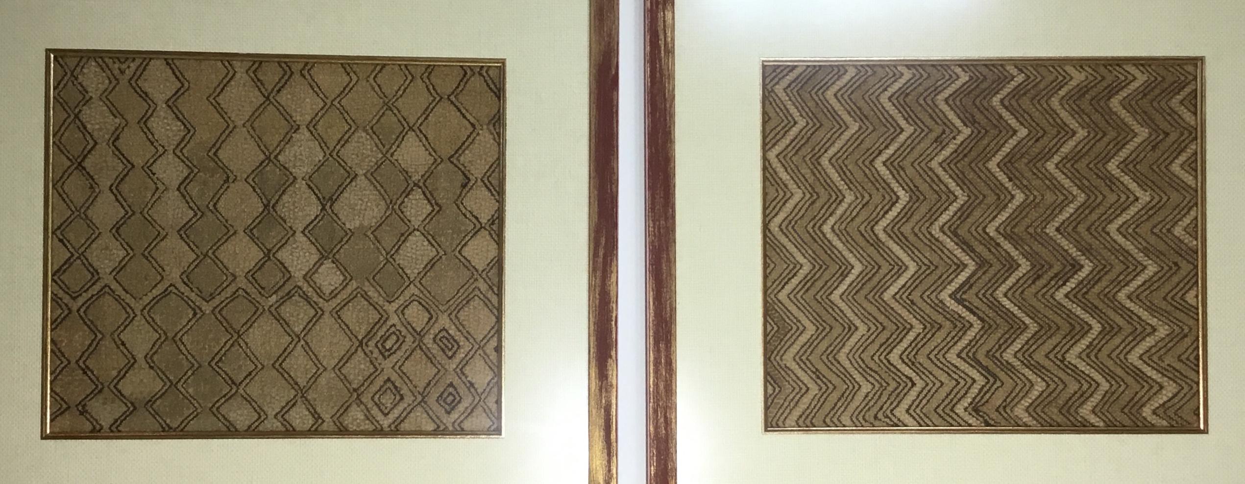 Pair of Framed Handwoven Faffia Cloth from Congo 10