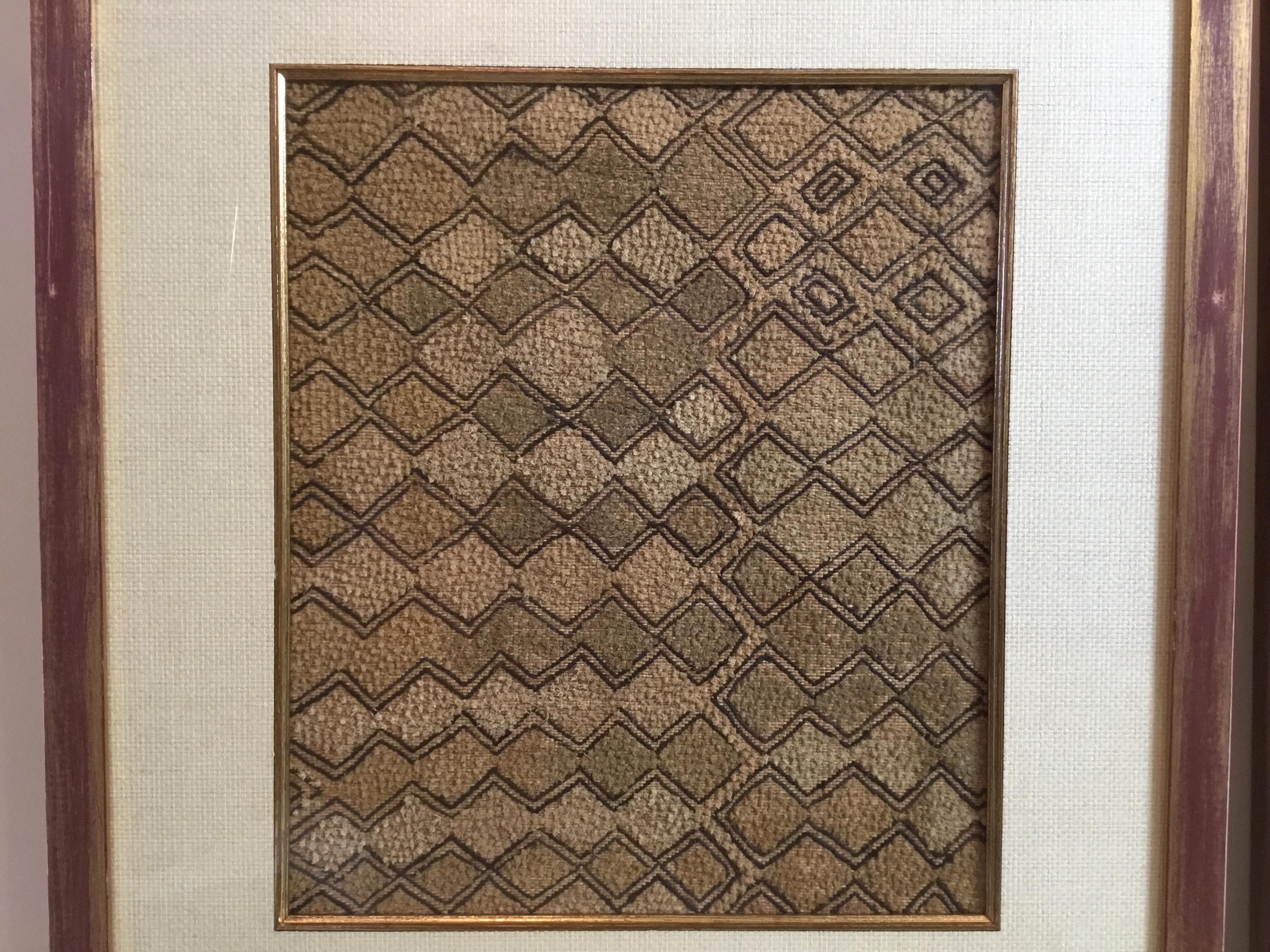 20th Century Pair of Framed Handwoven Faffia Cloth from Congo