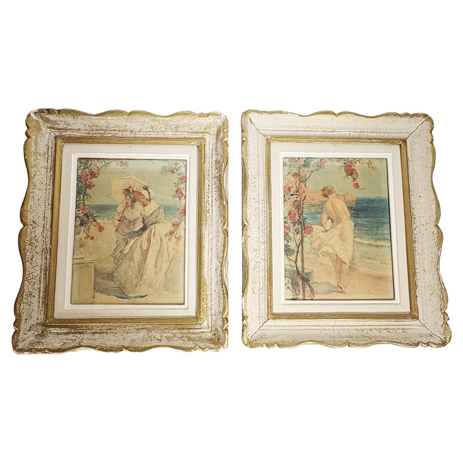 Paar gerahmte Lithografien, Frankreich, 1940