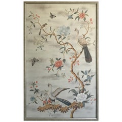 Pair of Framed Modern Midcentury Gracie Chinoiserie Wallpaper Panels