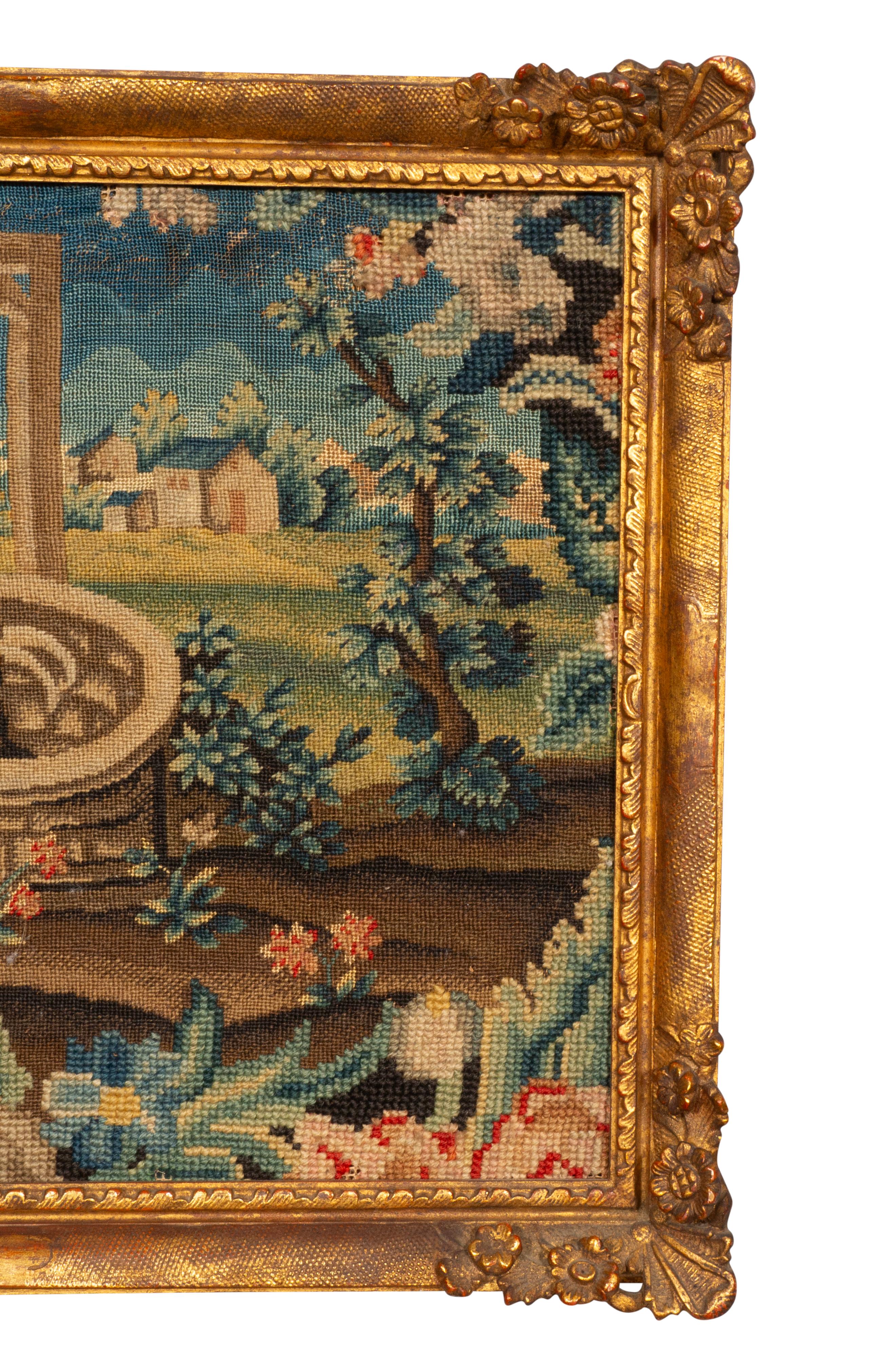 XIX secolo Coppia di quadri a punta d'ago incorniciati raffiguranti scene delle Favole di Esopo in vendita