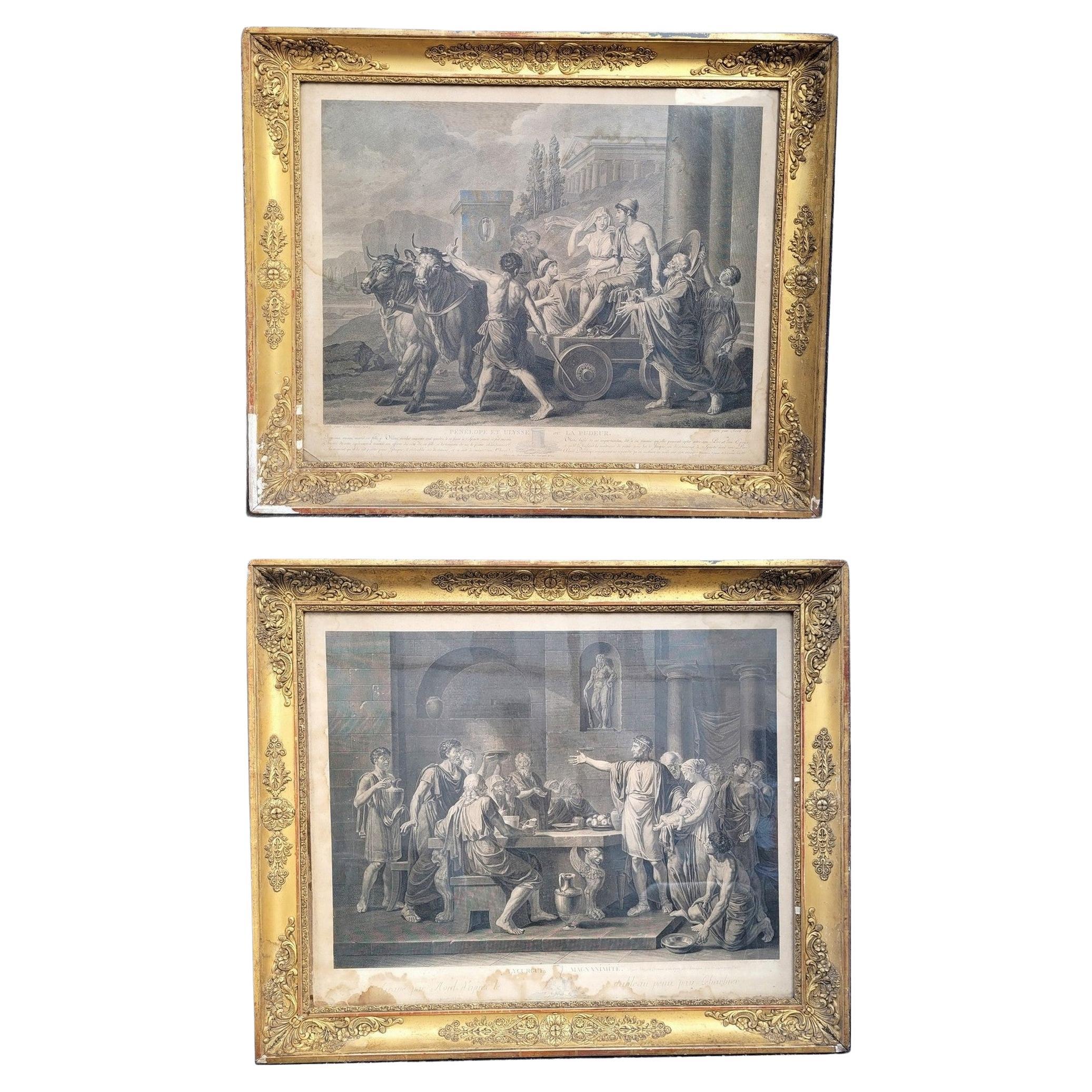 Pair of Framed Neoclassical Engravings, Late 18th Early 19th century For Sale