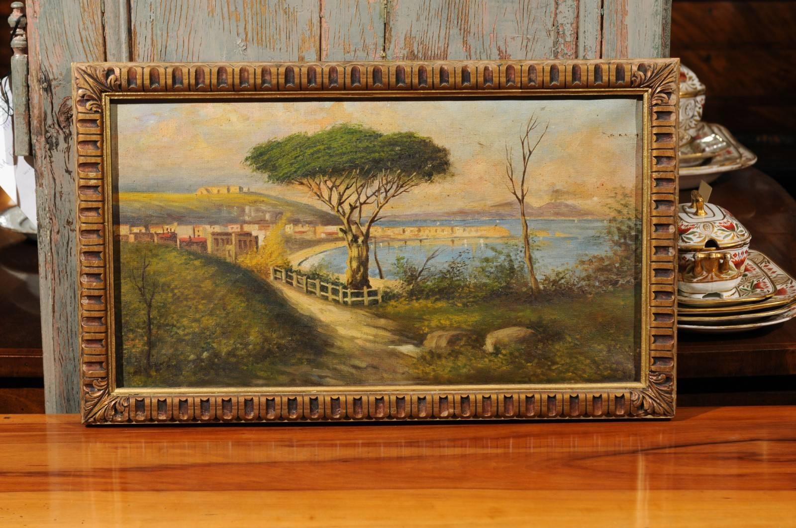 Pair of framed oil on canvas landscape paintings, 20th century.