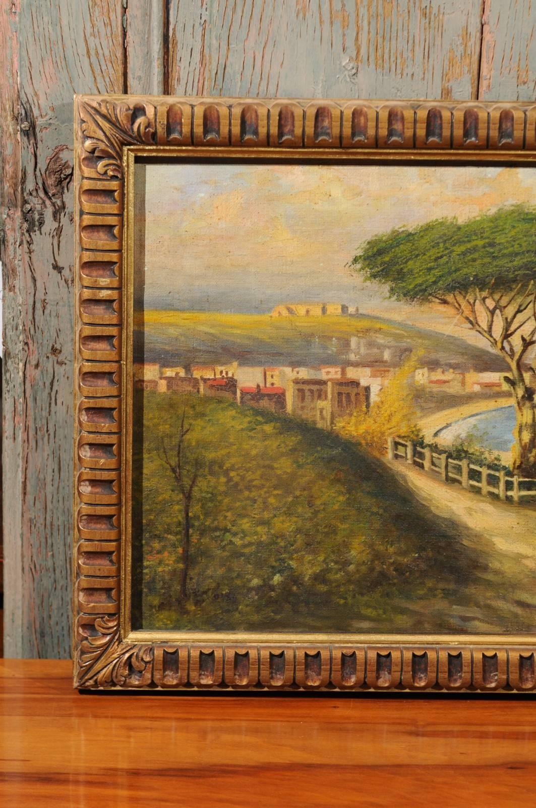 Pair of Framed Oil on Canvas Landscape Paintings, 20th Century 1