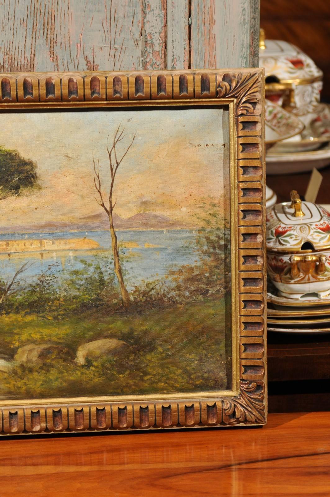 Pair of Framed Oil on Canvas Landscape Paintings, 20th Century 2