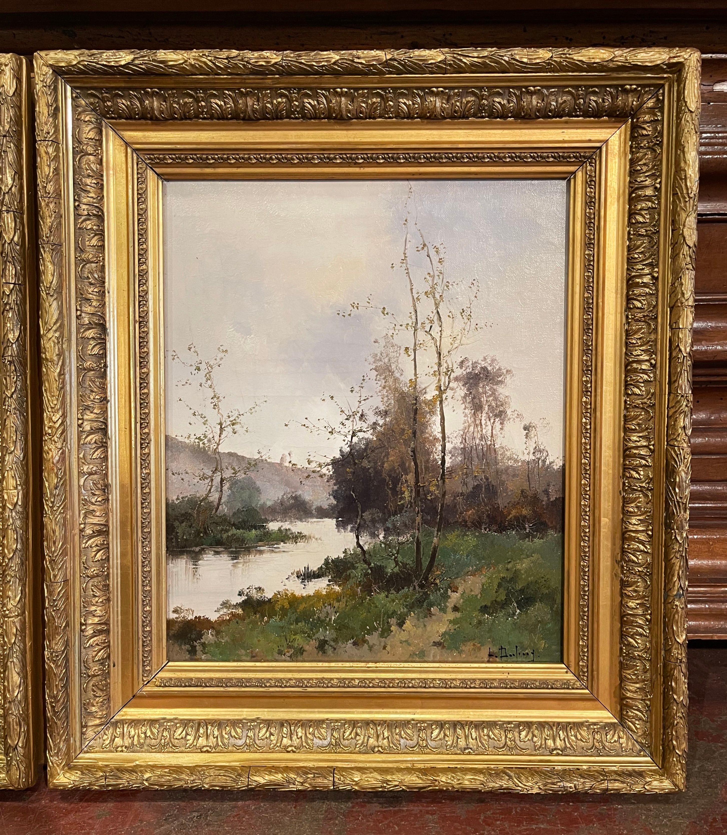 Carved Pair of Framed Oil on Canvas Paintings Signed Leon Dupuy for E. Galien-Laloue