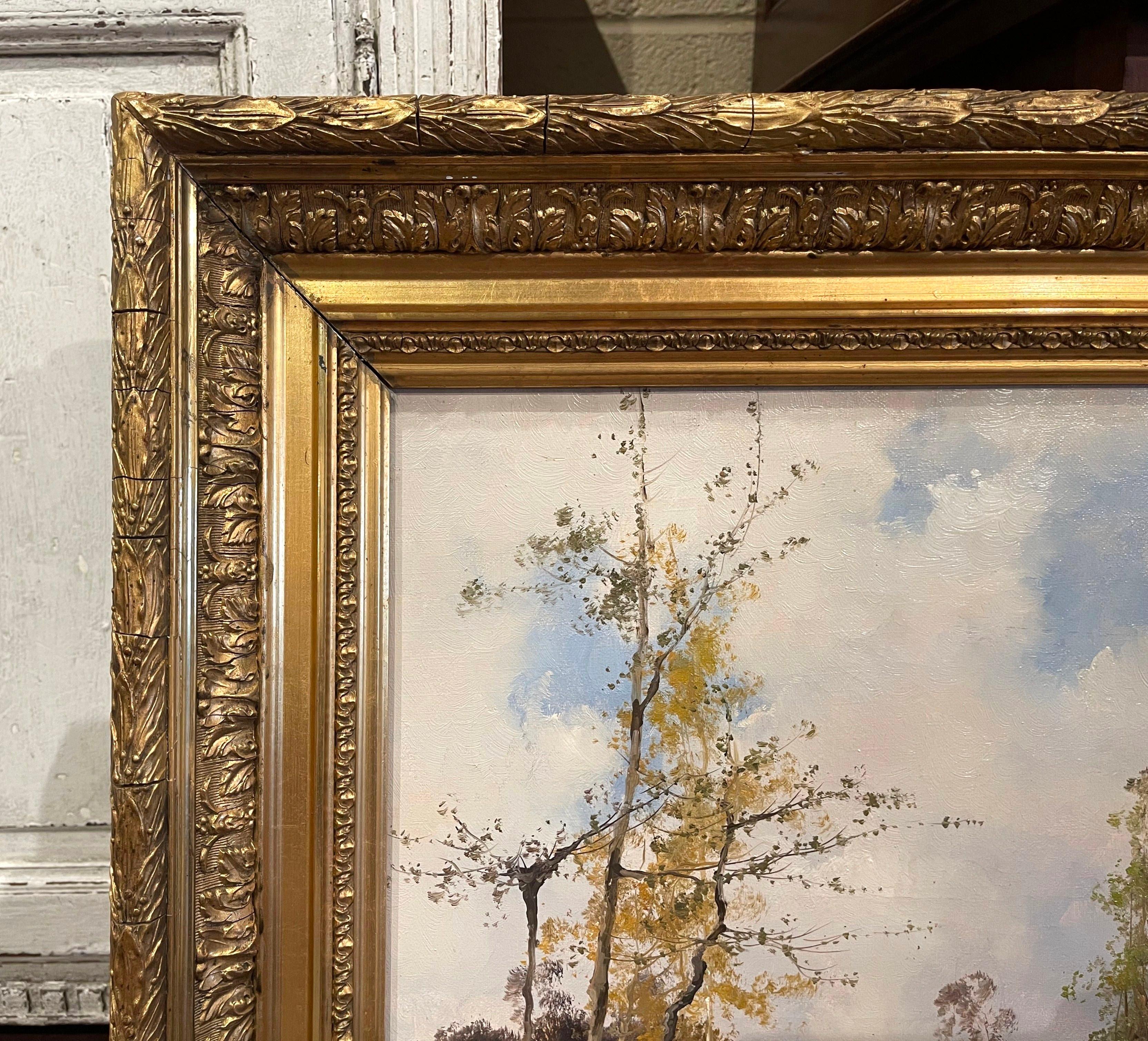 19th Century Pair of Framed Oil on Canvas Paintings Signed Leon Dupuy for E. Galien-Laloue