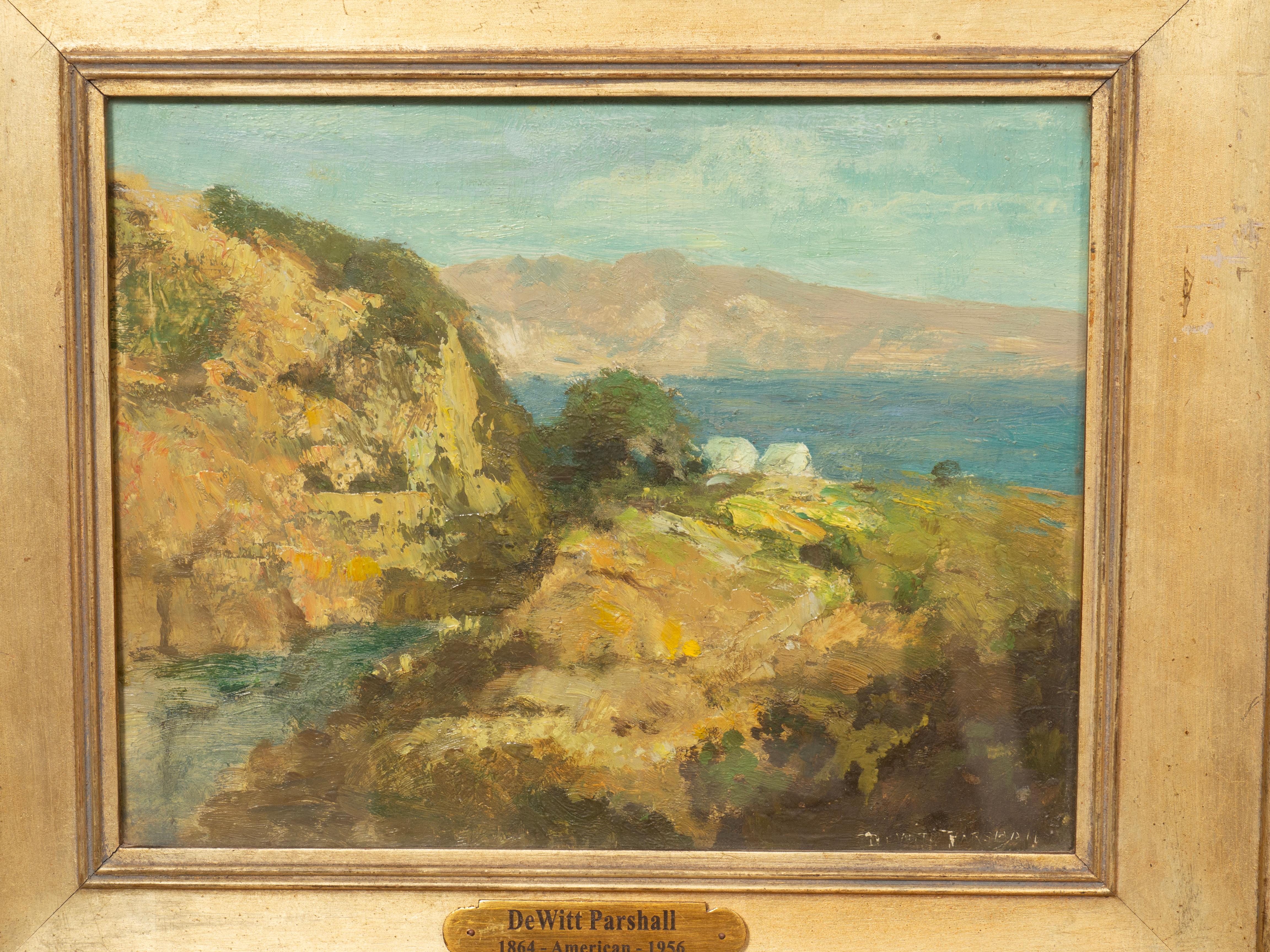 Inizio XX secolo Coppia di dipinti a olio di Santa Barbara di Dewitt Parshall incorniciati in vendita