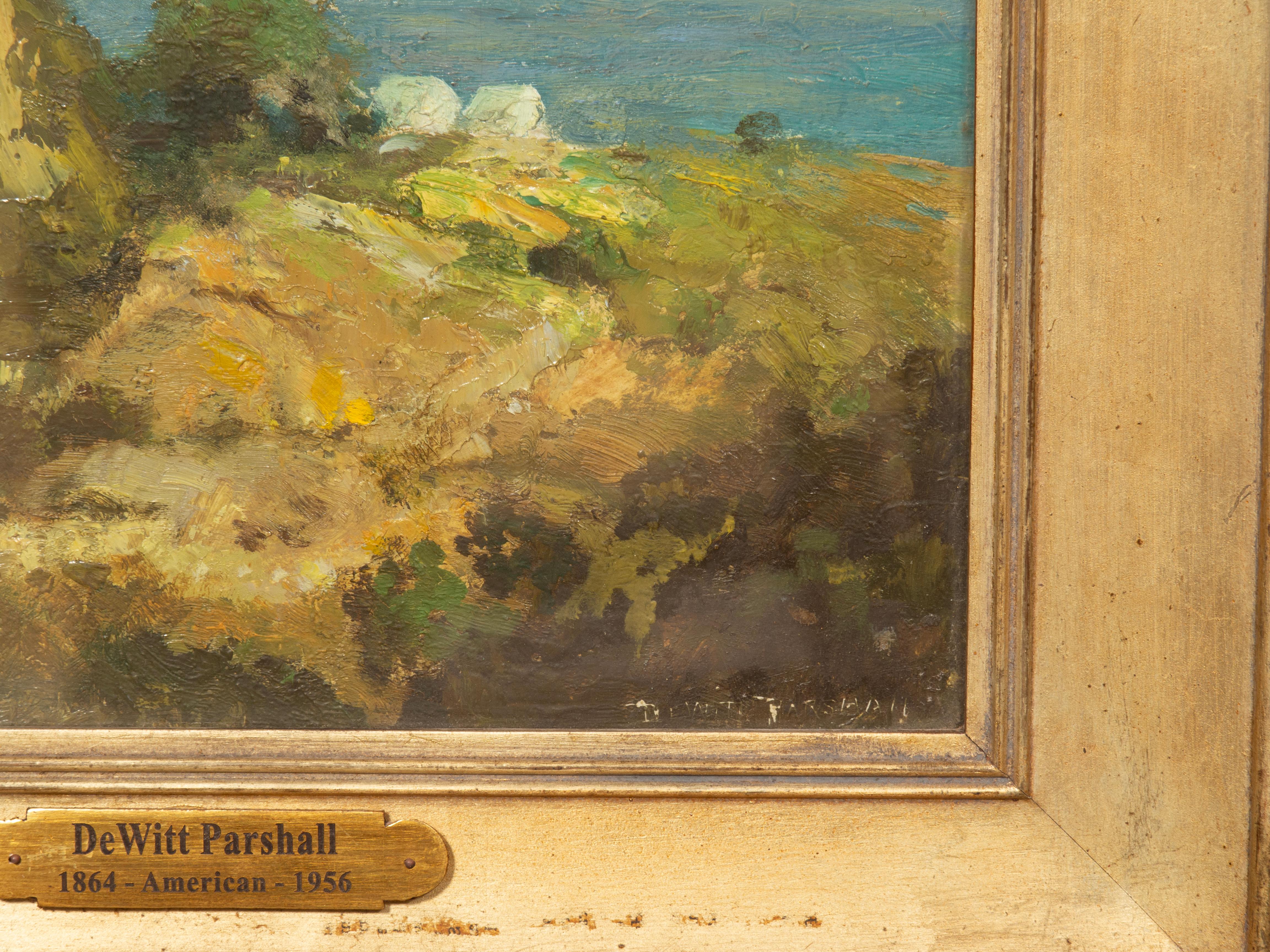 Tela Coppia di dipinti a olio di Santa Barbara di Dewitt Parshall incorniciati in vendita