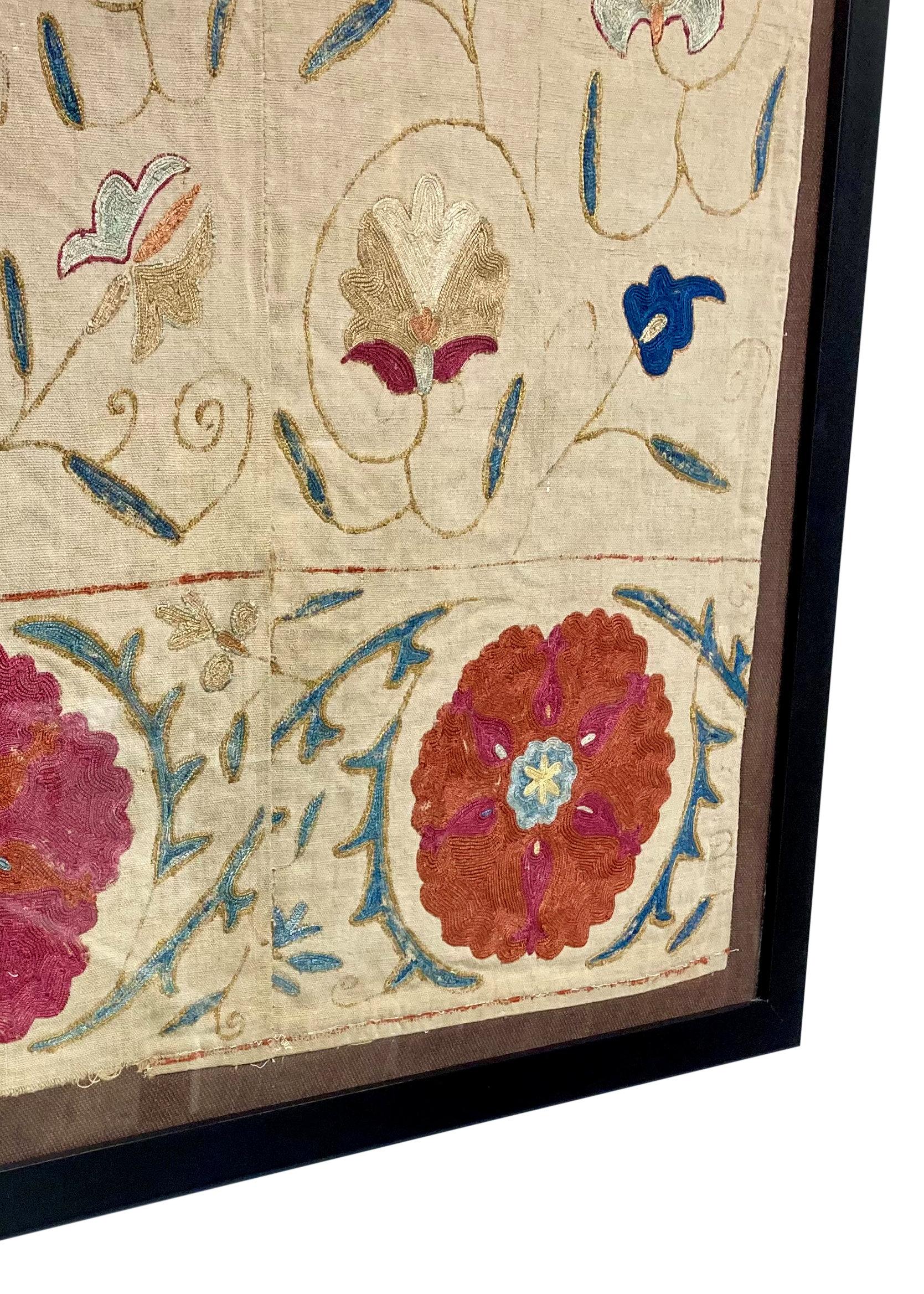 Early 20th Century Pair Of Framed Persian Textiles For Sale
