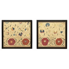 Antique Pair Of Framed Persian Textiles