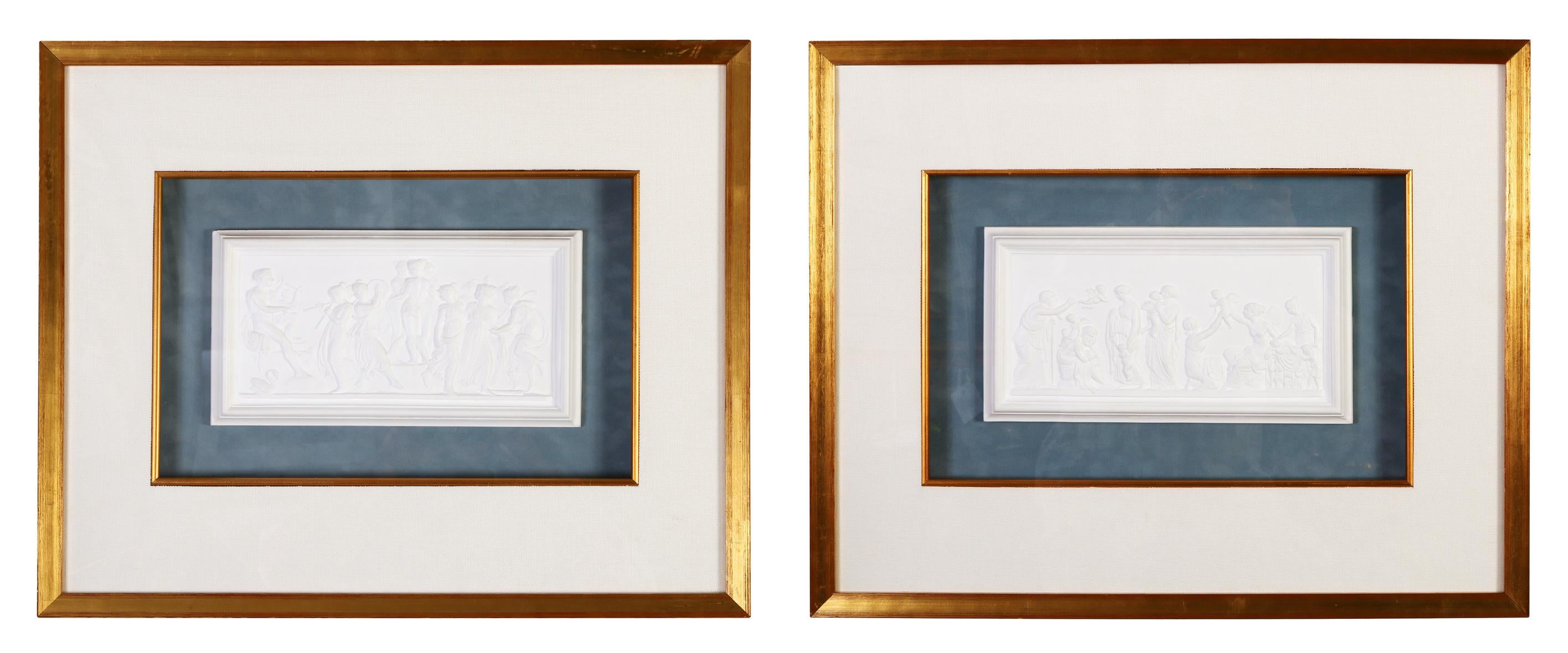 Framed Porcelain Friezes In Excellent Condition For Sale In New York, NY