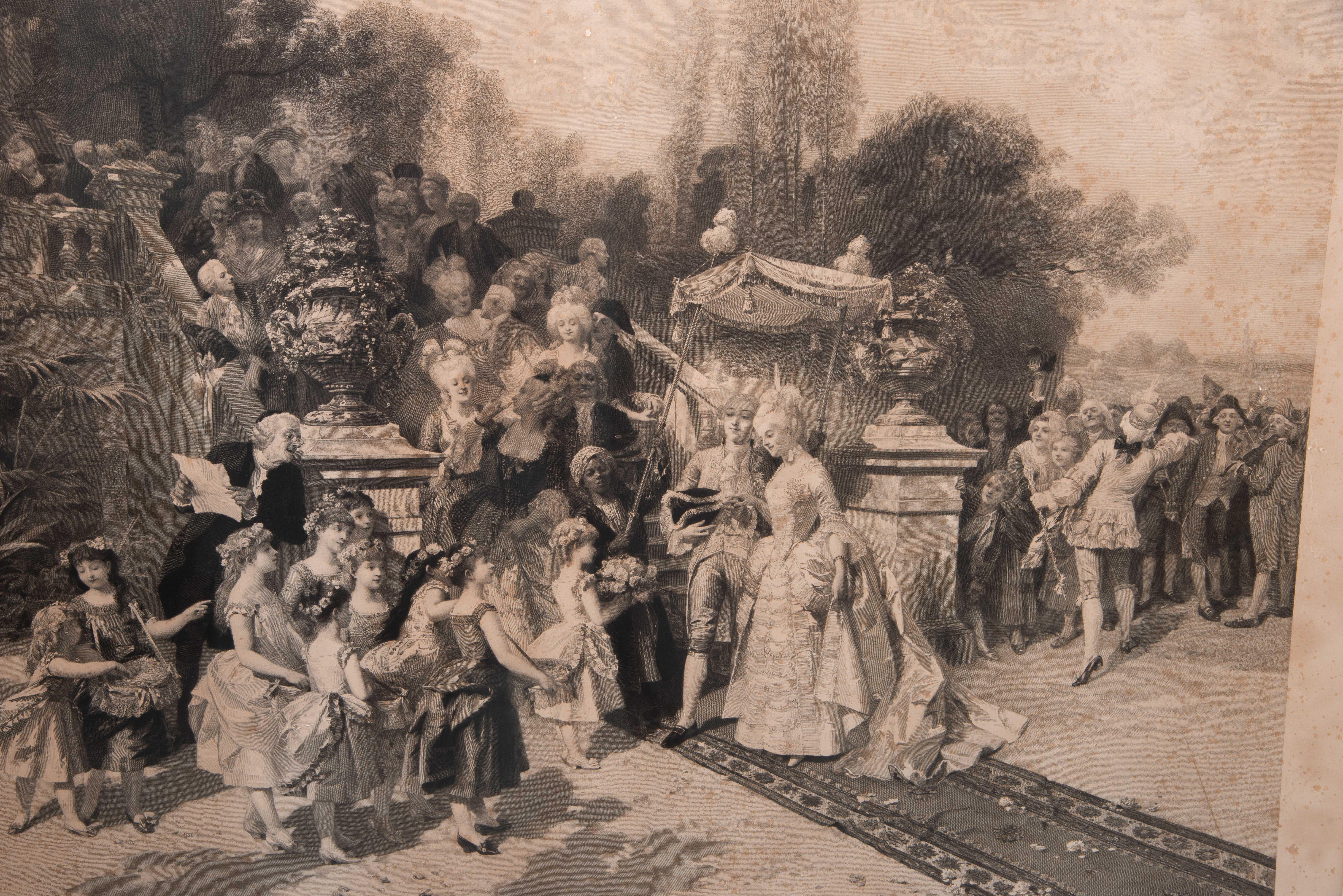 Pair of framed prints, Wedding and Baptism. ALPHONSE LAMOTTE (1844-1914). (Neoklassisches Revival) im Angebot