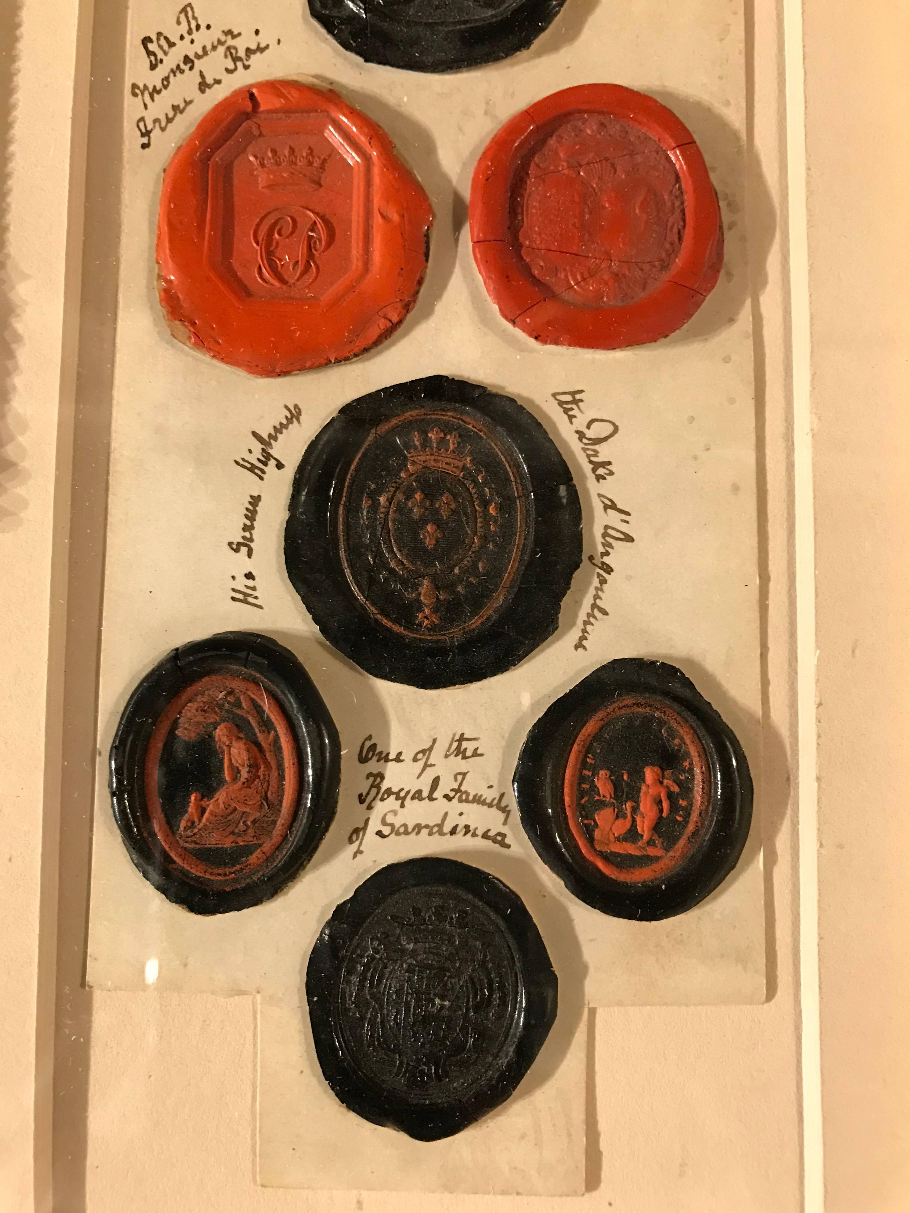 Pair of Framed Red and Black Wax Intaglio Seals 4