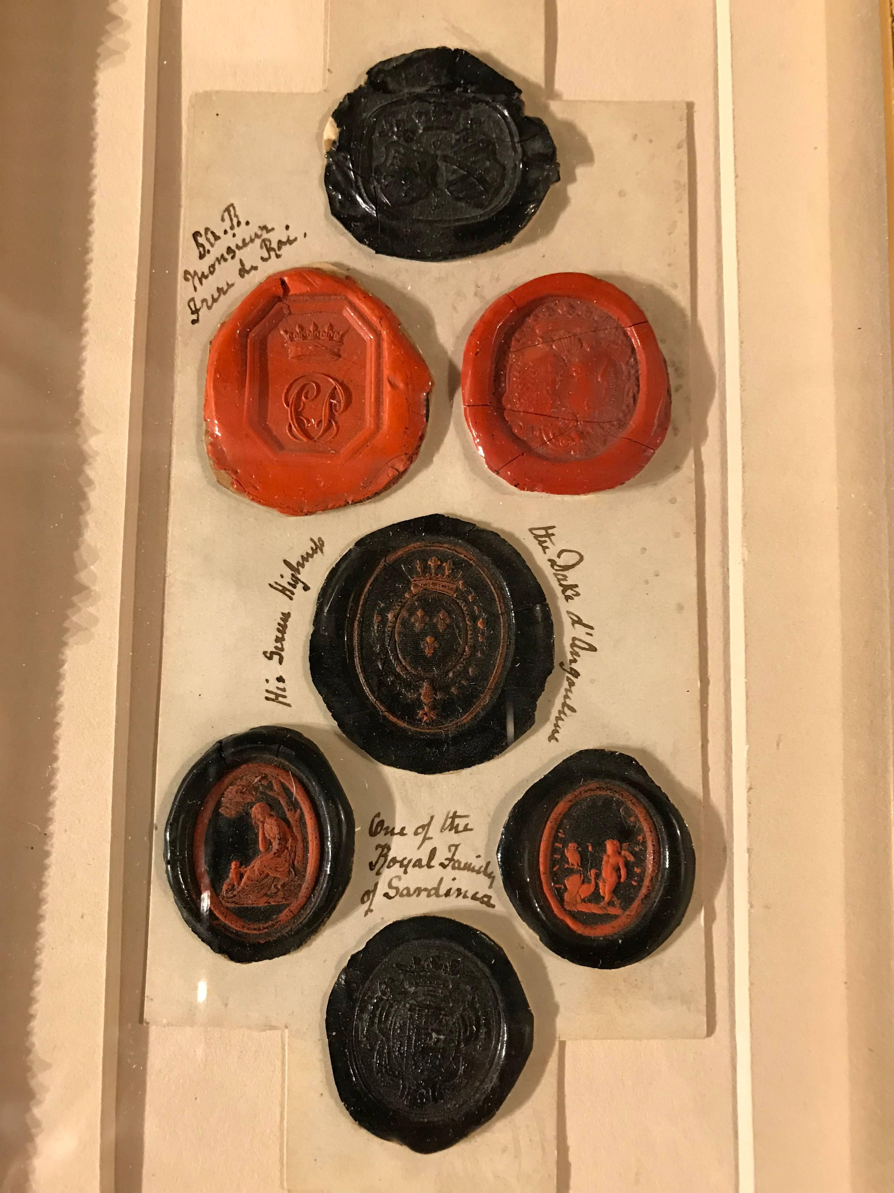 Pair of Framed Red and Black Wax Intaglio Seals 5