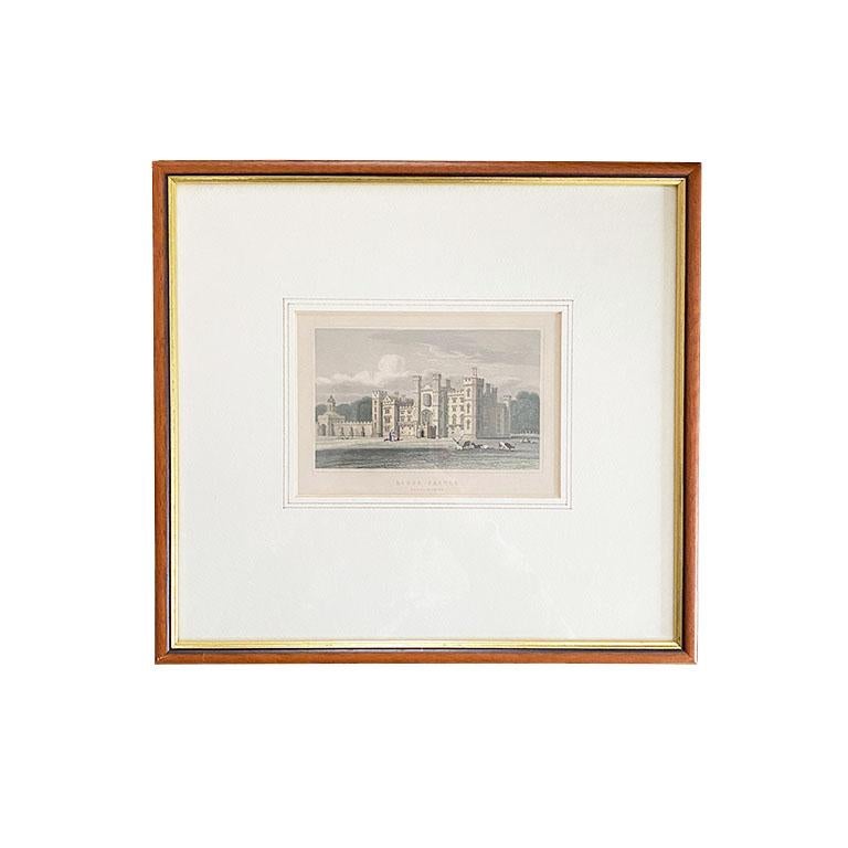 Glass Pair of Framed Scottish Etchings or Lithographs of Historical Castles