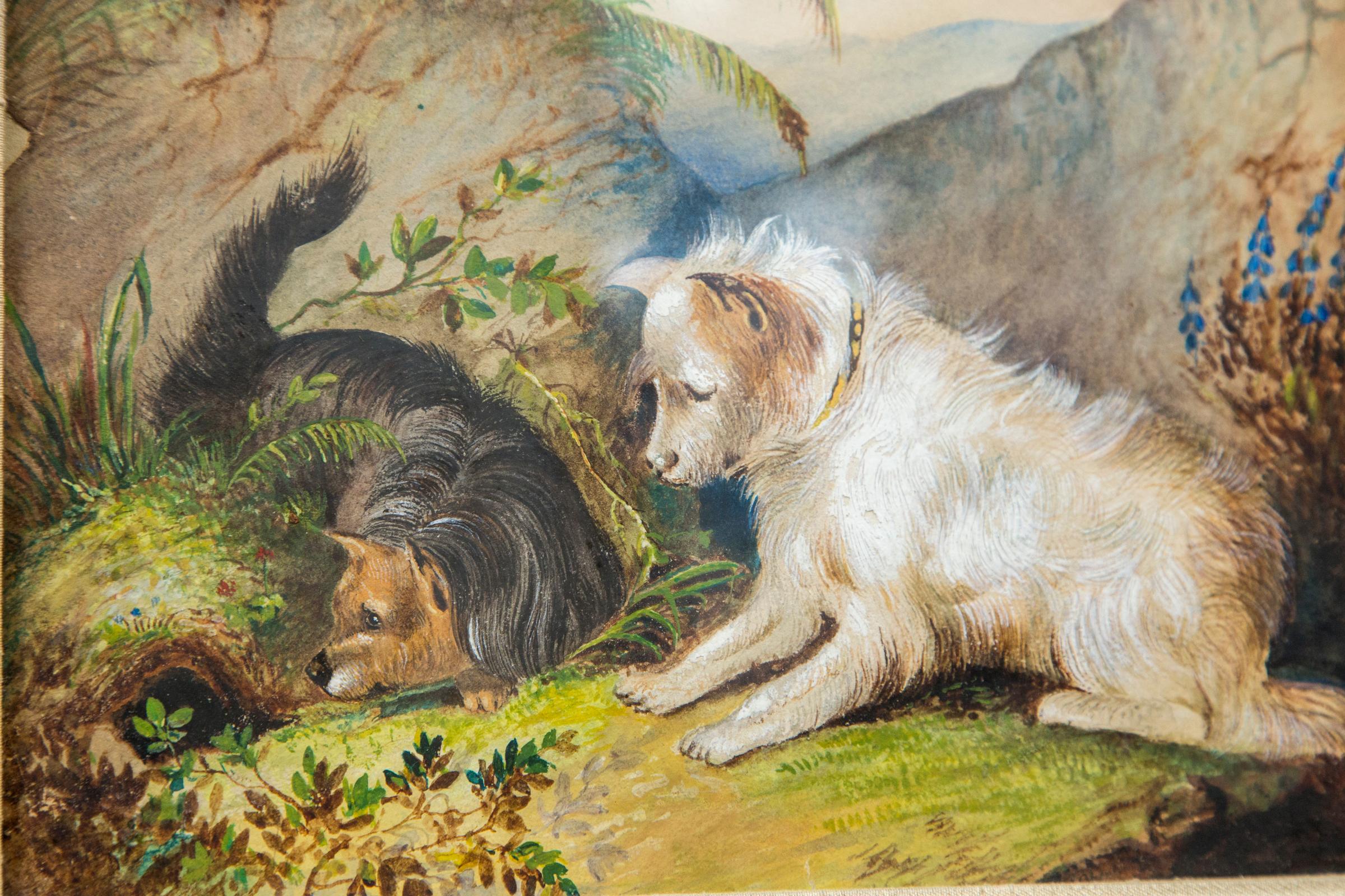 Pair of Framed Terriers on the Hunt For Sale 1
