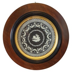 Antique Pair of Framed Trophy Plates in Black Jasperware, Wedgwood, circa 1880