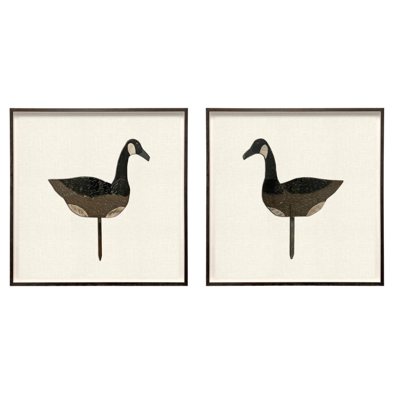 Pair of Framed Vintage American Canada Goose Decoys For Sale at 1stDibs