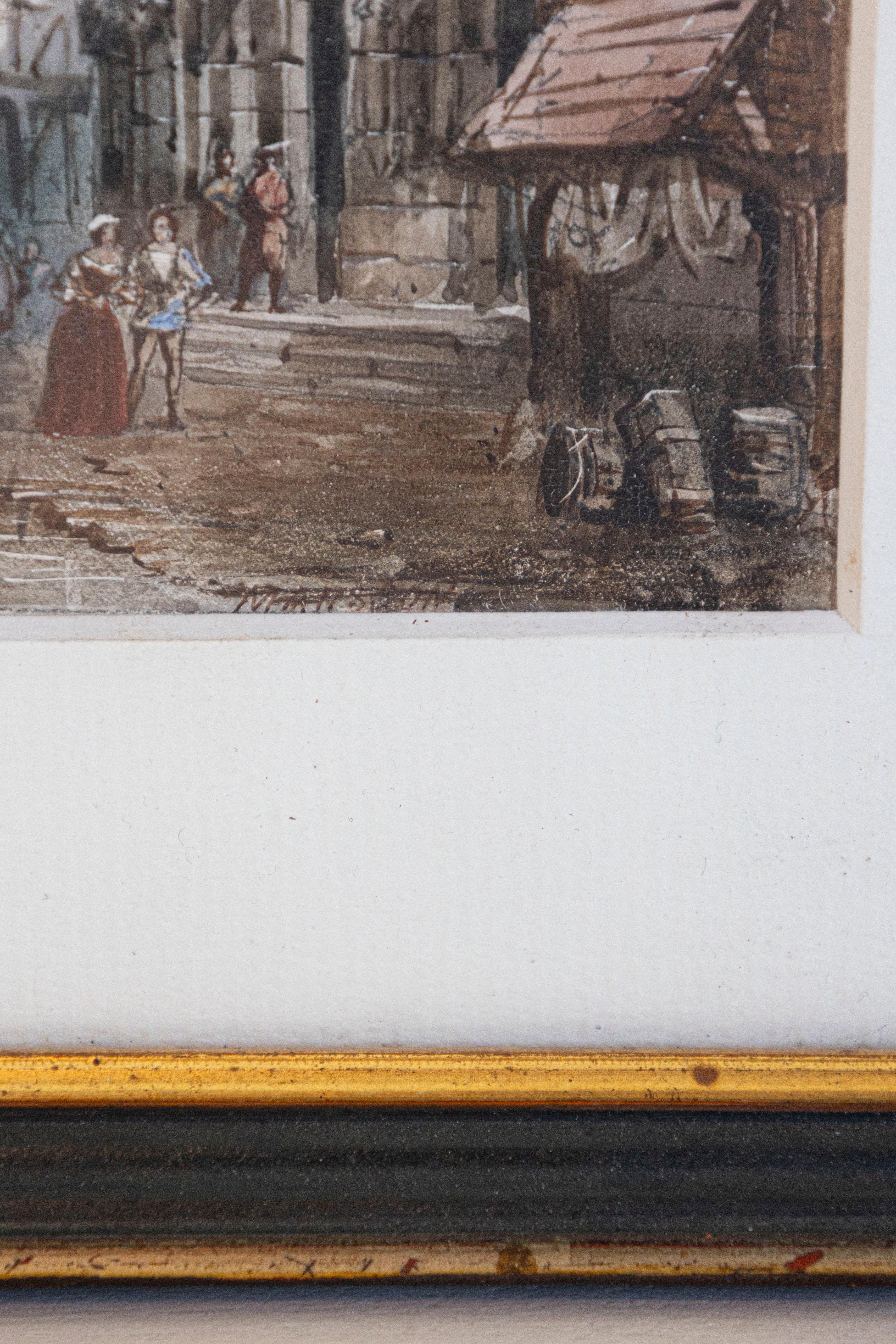 Coppia di acquerelli incorniciati raffiguranti chiese gotiche di Théodore Henri Mansson in vendita 2
