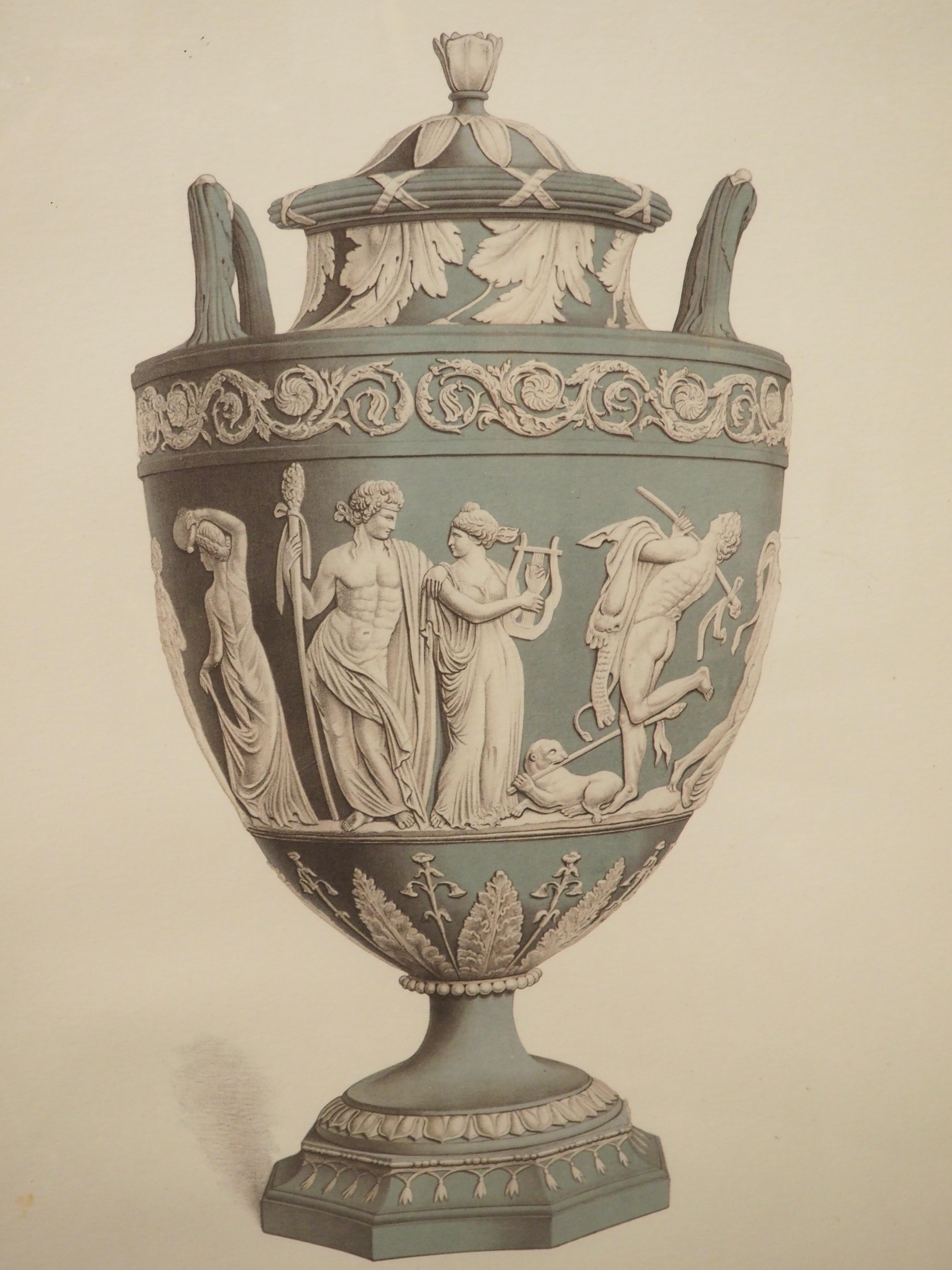 Verre Pair of Framed Wedgwood Neoclassical Lithographs, Plate XII and LX en vente