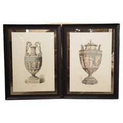 Pareja de litografías neoclásicas Wedgwood enmarcadas, plancha XII y LX