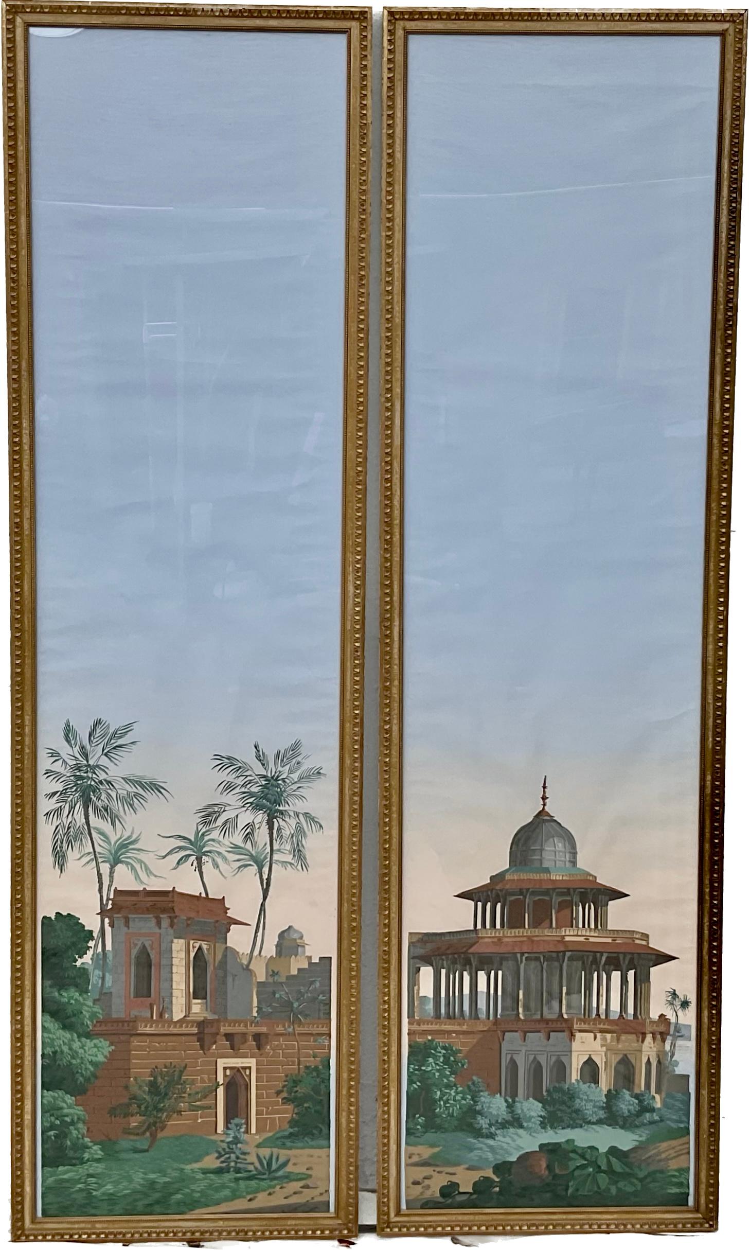 Pair Of Framed Zubar Wallpaper Panels For Sale 3