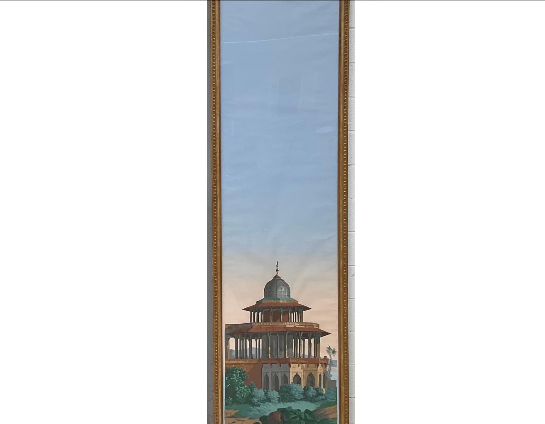 Anglo-Indian Pair Of Framed Zubar Wallpaper Panels For Sale