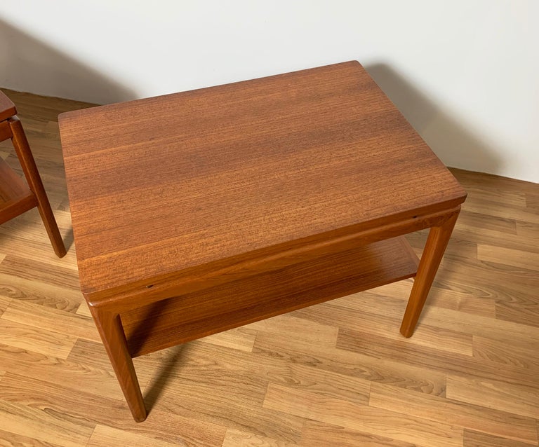 Pair of France and Son Teak End Tables Attributed to Peter Hvidt, Ca 1960s In Good Condition In Peabody, MA