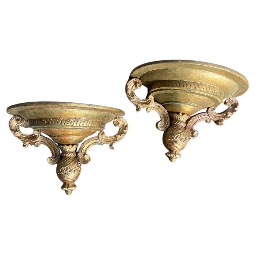 Pair of France Gold Gilt Wall Sconces For Sale
