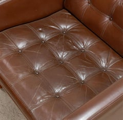 France & Son Moduline Brown Leather Chairs by Gjerlov-Knudsen ~ a Pair