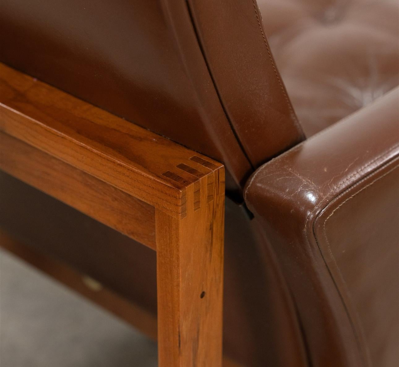 Paire de chaises France & Son Moduline en cuir Brown par Gjerlov-Knudsen Bon état - En vente à New York, NY