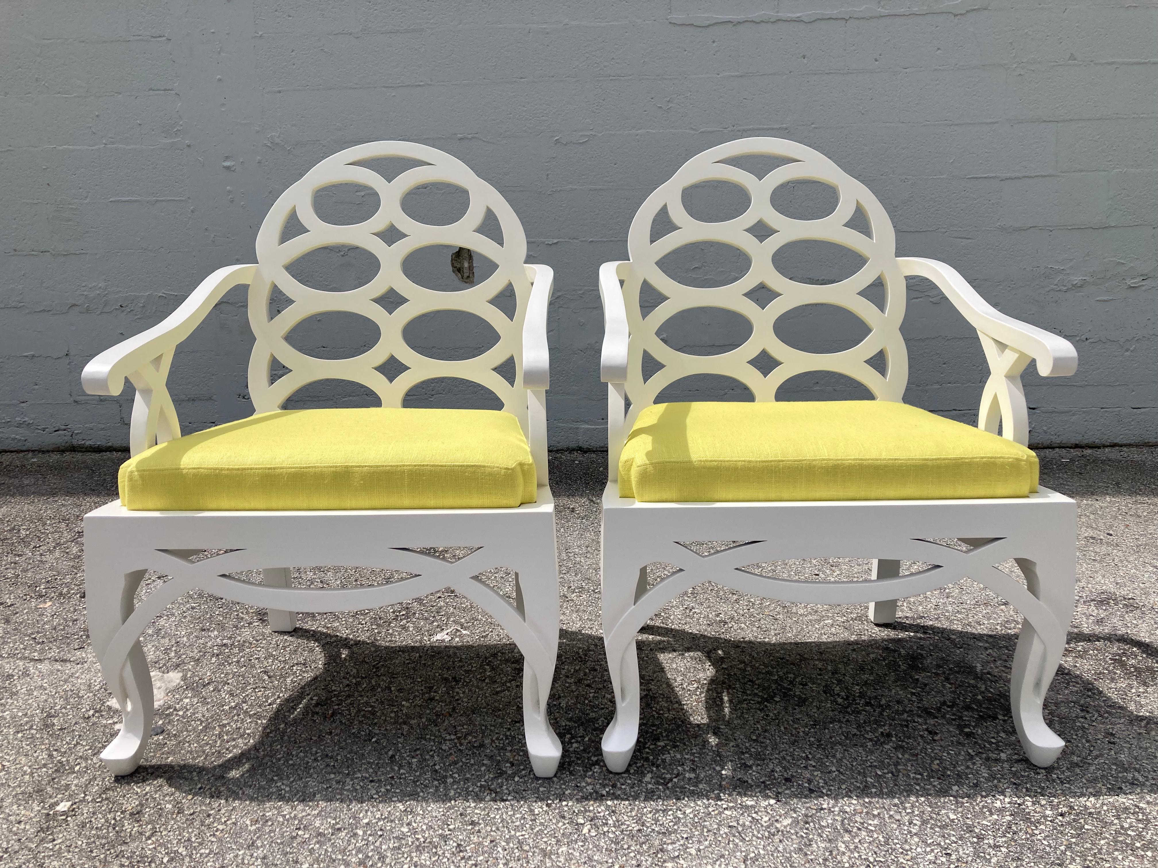 American Pair of Frances Elkins Loop Arm Lounge Chairs