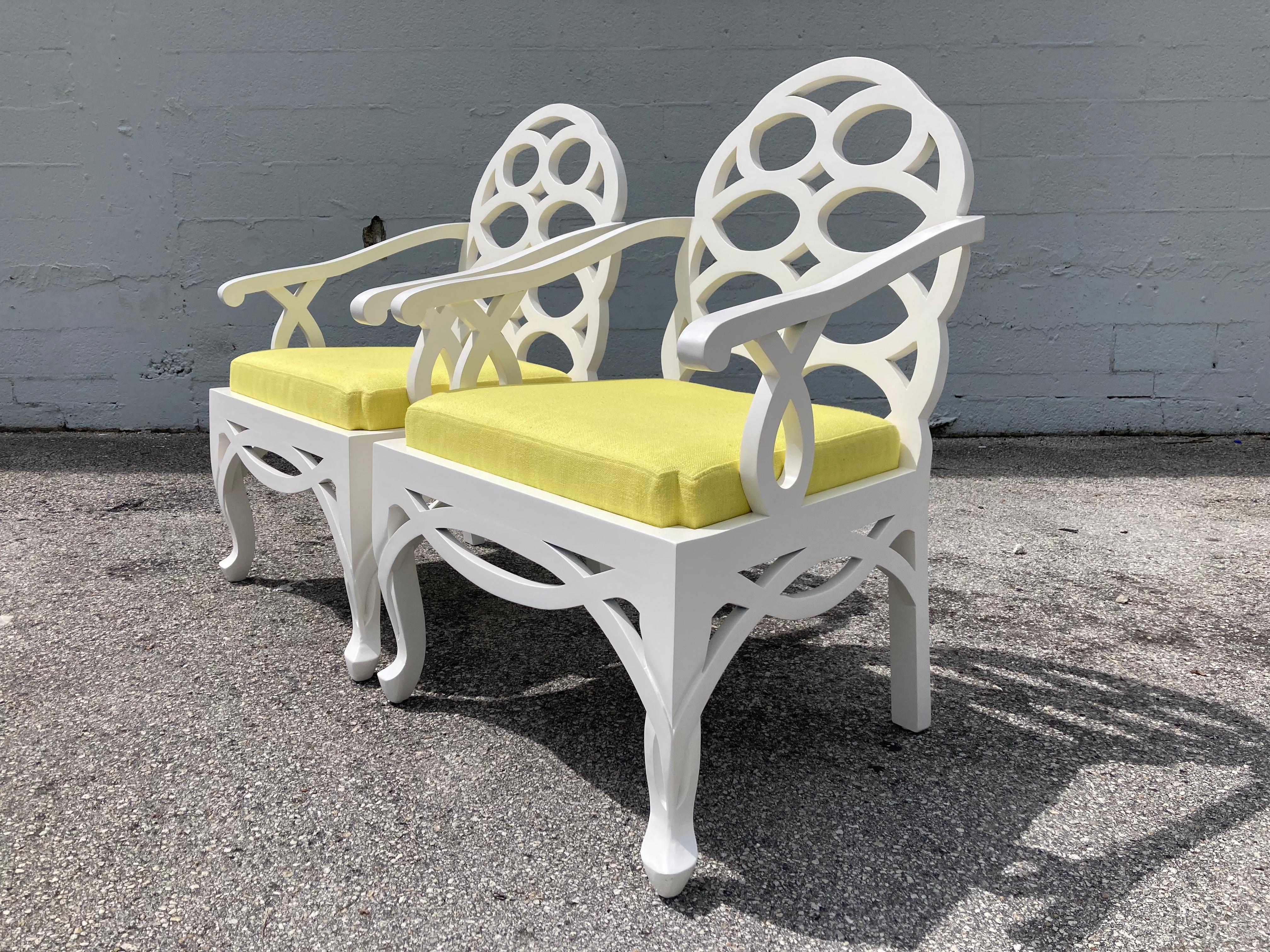 American Pair of Frances Elkins Loop Arm Lounge Chairs