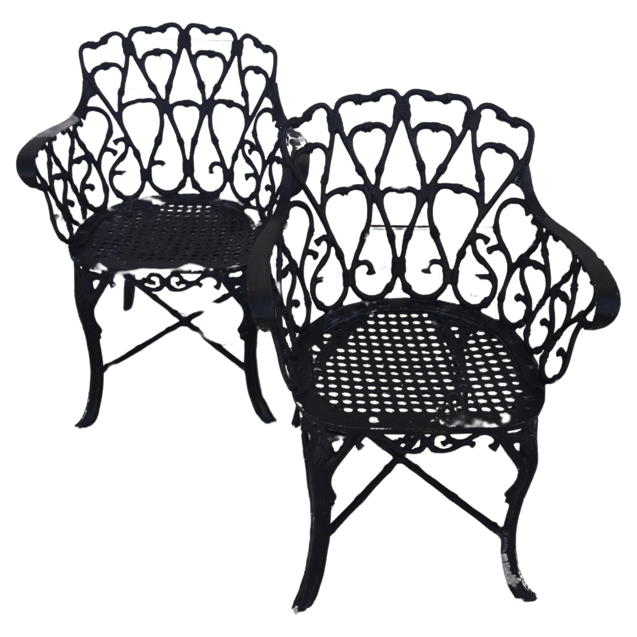 Pair of Frances Elkins Style Cast Aluminum Armchairs