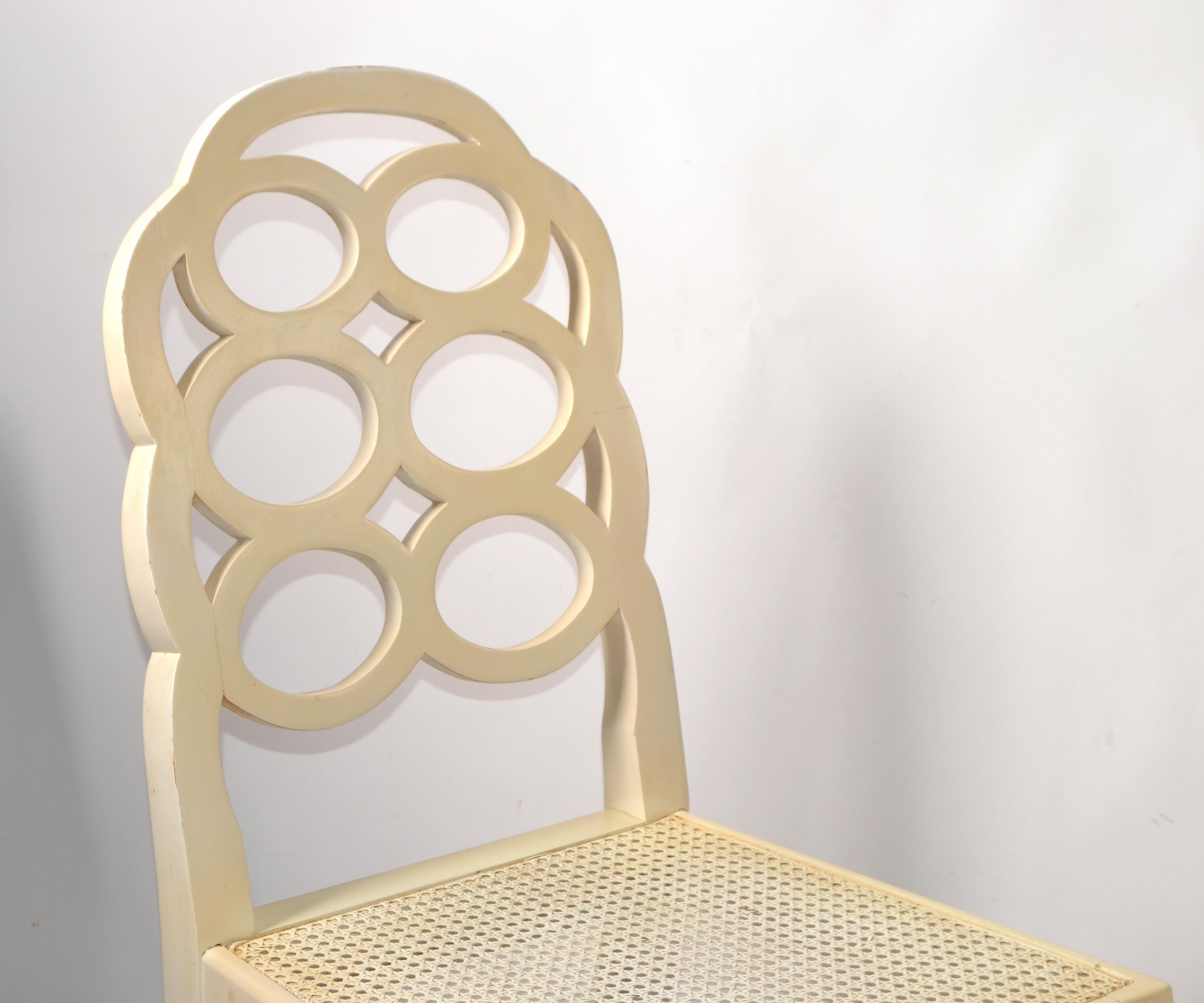Paar Frances Elkins Holzschilfrohr-Sessel mit Schilfrohr-Rückenlehne und Beistellstühle in Beige, Regency  im Angebot 3