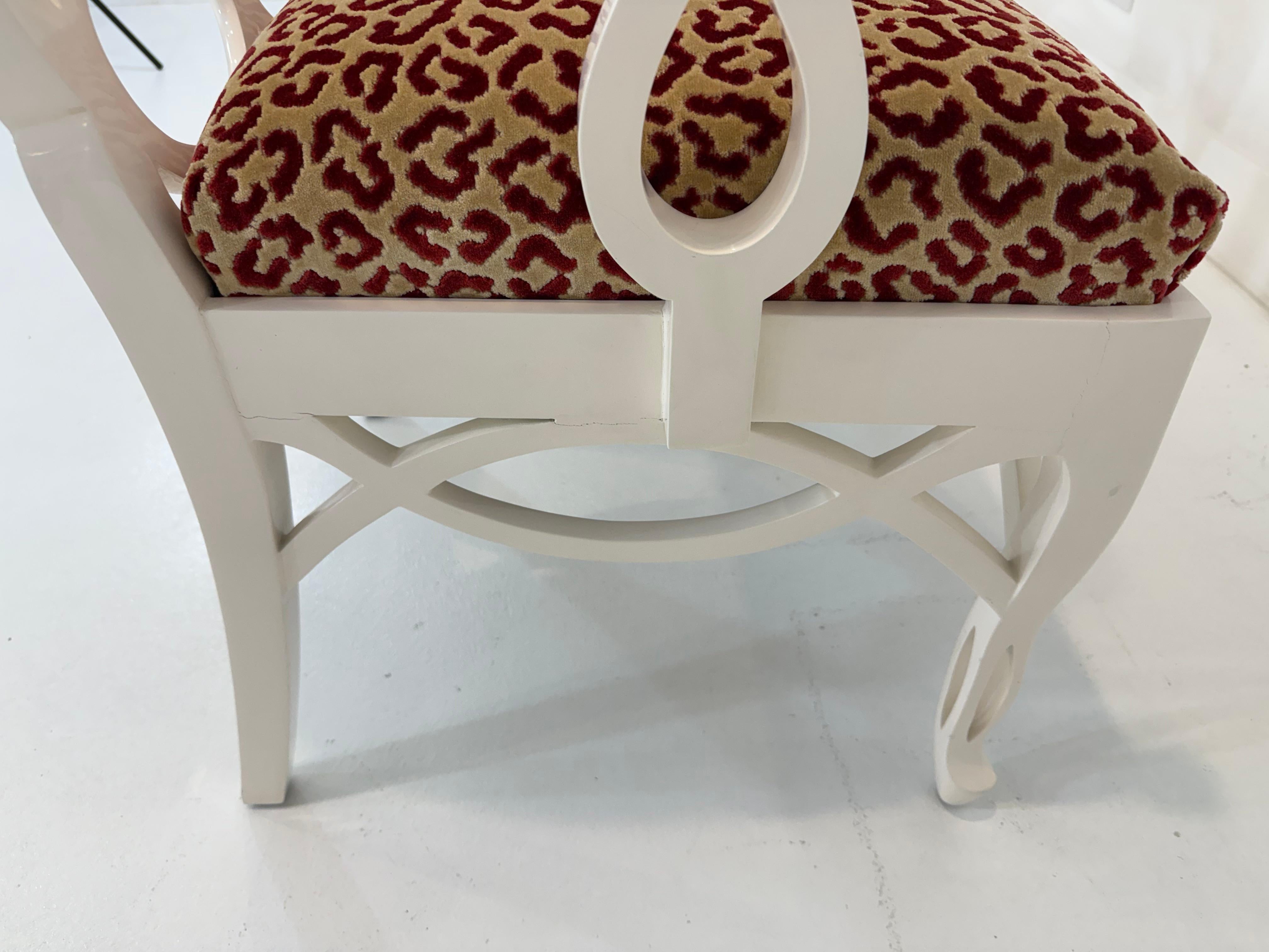 Pair of Francis Elkins Loop Chairs, with Leopard Velvet Seats For Sale 3