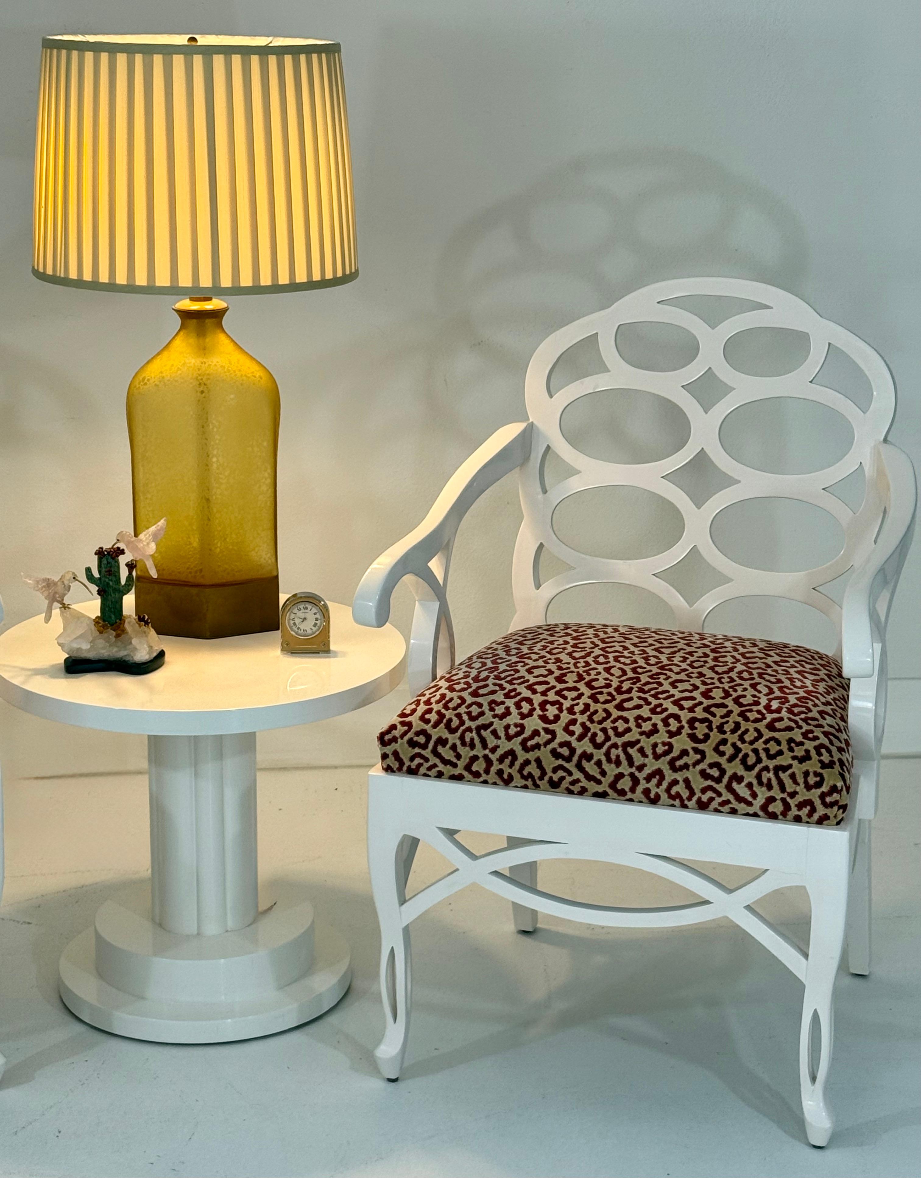 Pair of Francis Elkins Loop Chairs, with Leopard Velvet Seats For Sale 7