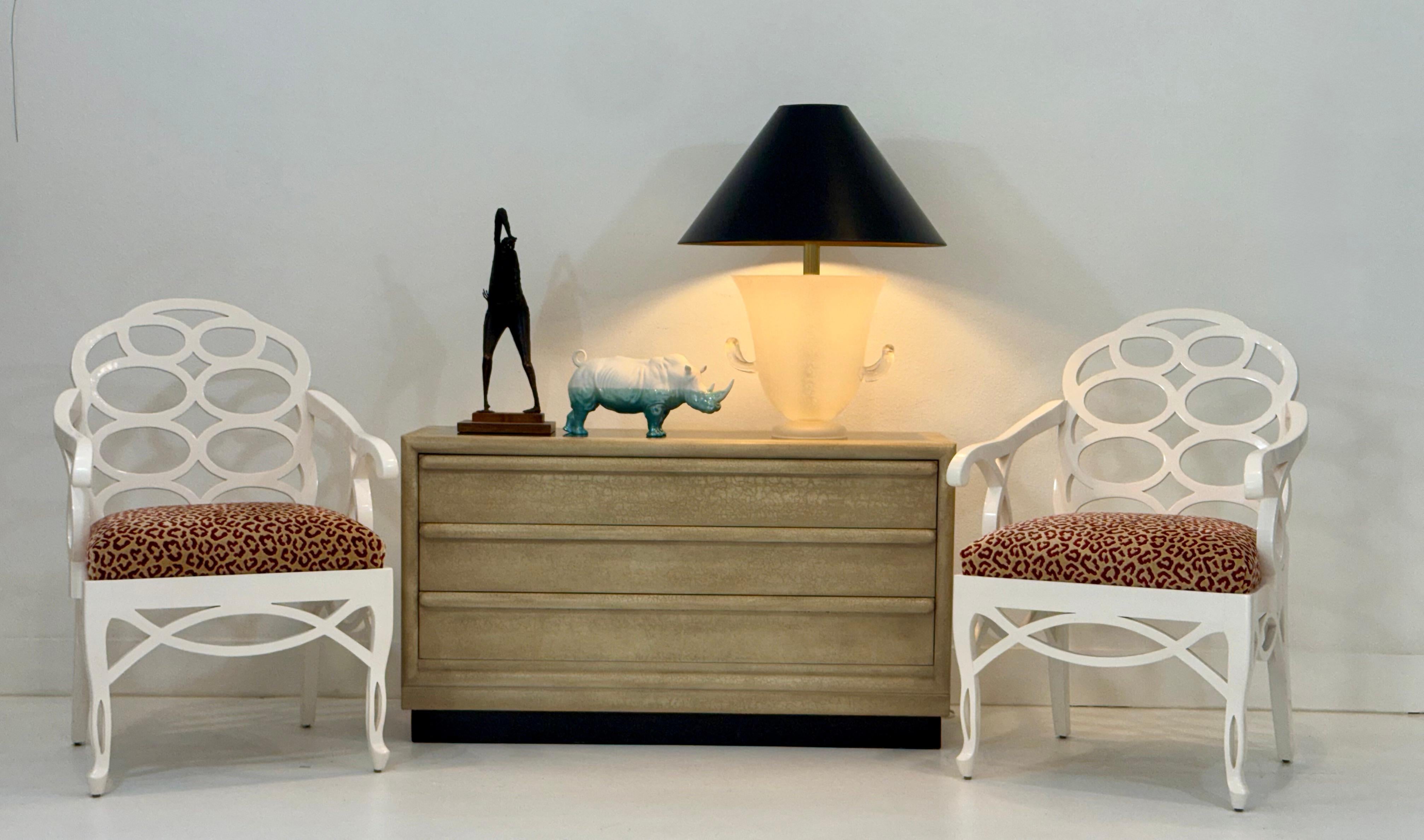 Pair of Francis Elkins Loop Chairs, with Leopard Velvet Seats For Sale 8