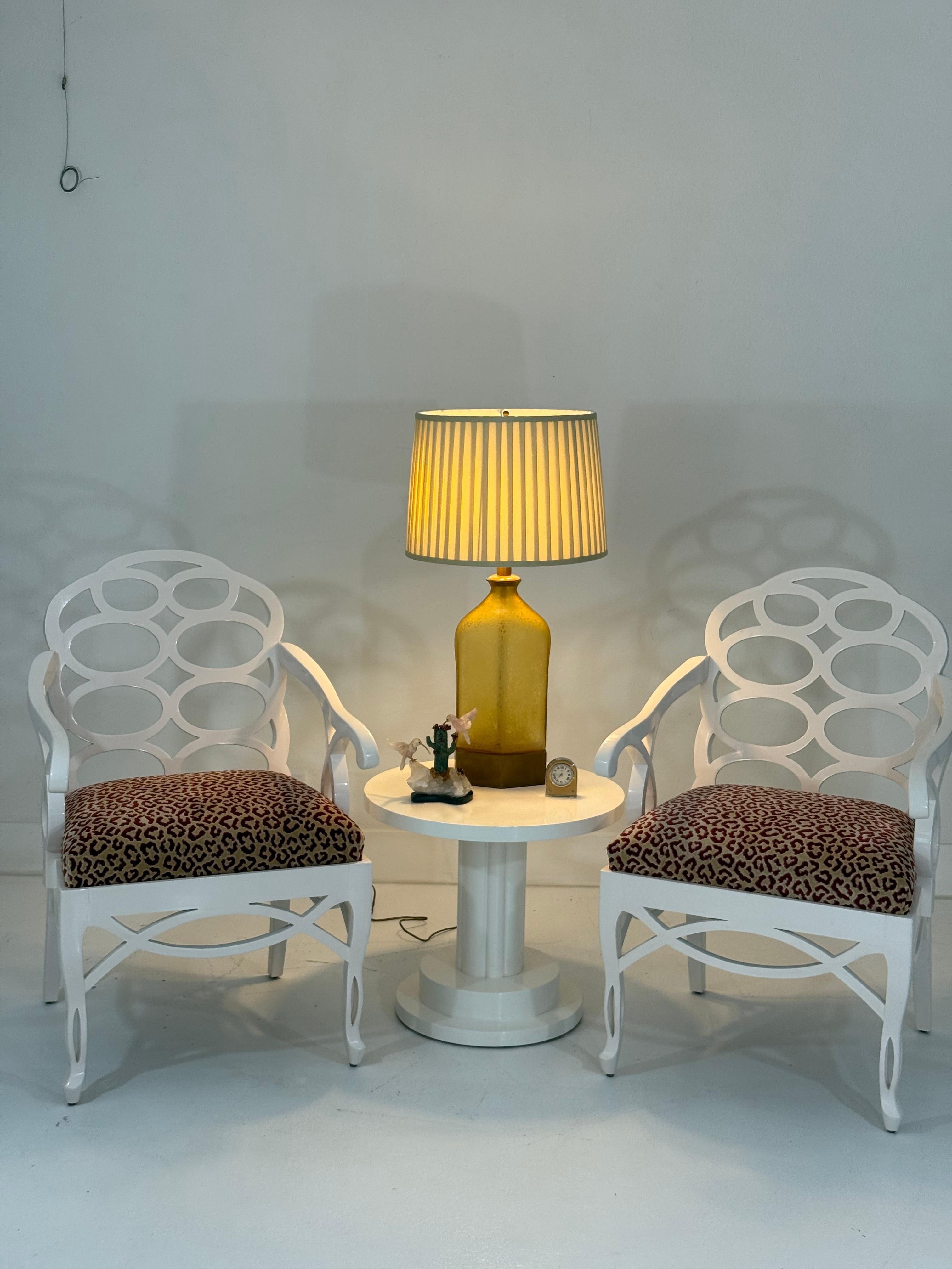 Pair of Francis Elkins Loop Chairs, with Leopard Velvet Seats For Sale 9