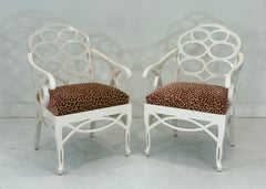 Pair of Francis Elkins Loop Chairs, with Leopard Velvet Seats