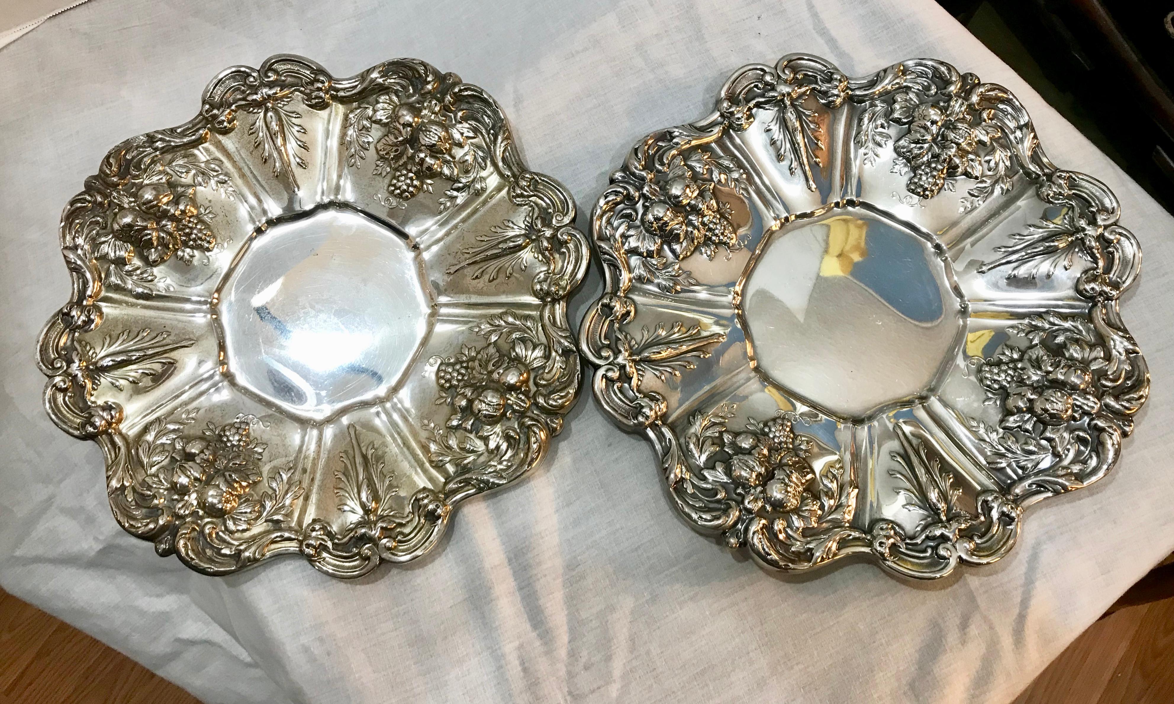 Pair of Francis I Pattern Sterling Silver Trays In Good Condition In West Palm Beach, FL