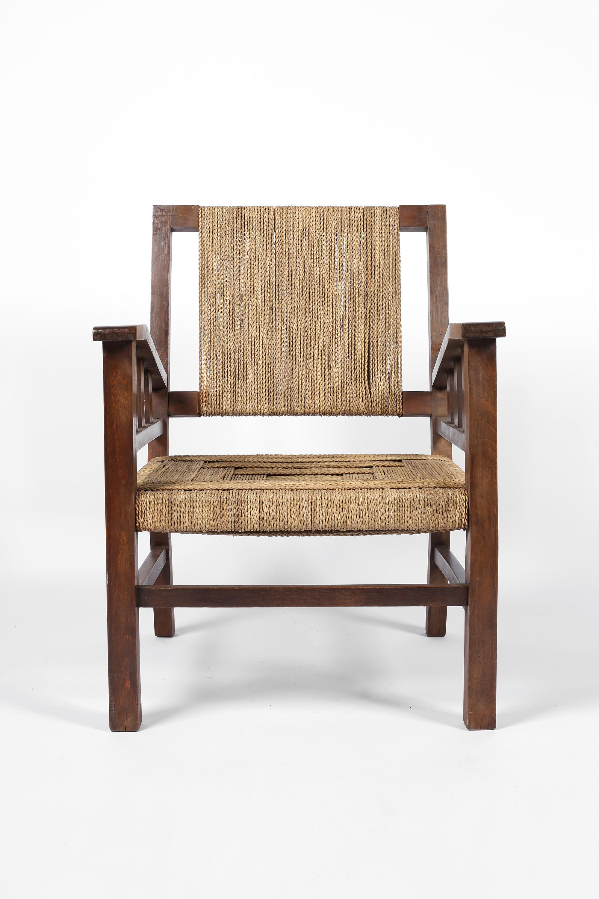 A pair of stained beech and woven seagrass armchair by Francis Jourdain. French, c. 1930.

Francis Jourdain (1876-1958) - Born in Paris and son of famous Belgian architect Frantz Jourdain. Primarily a painter, but also an interior designer,