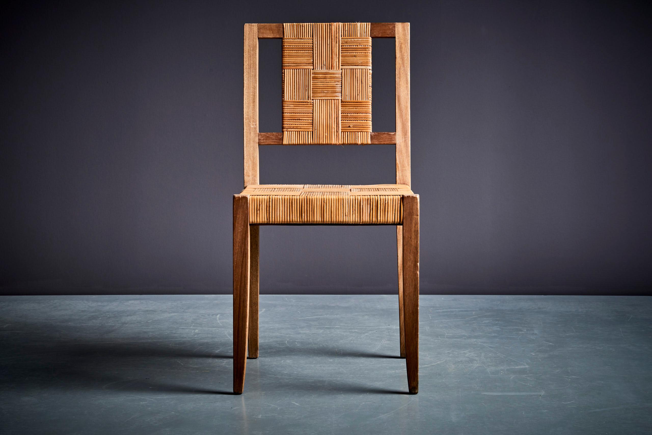 French Pair of Francis Jourdain Art Deco Side Chairs, France 1910