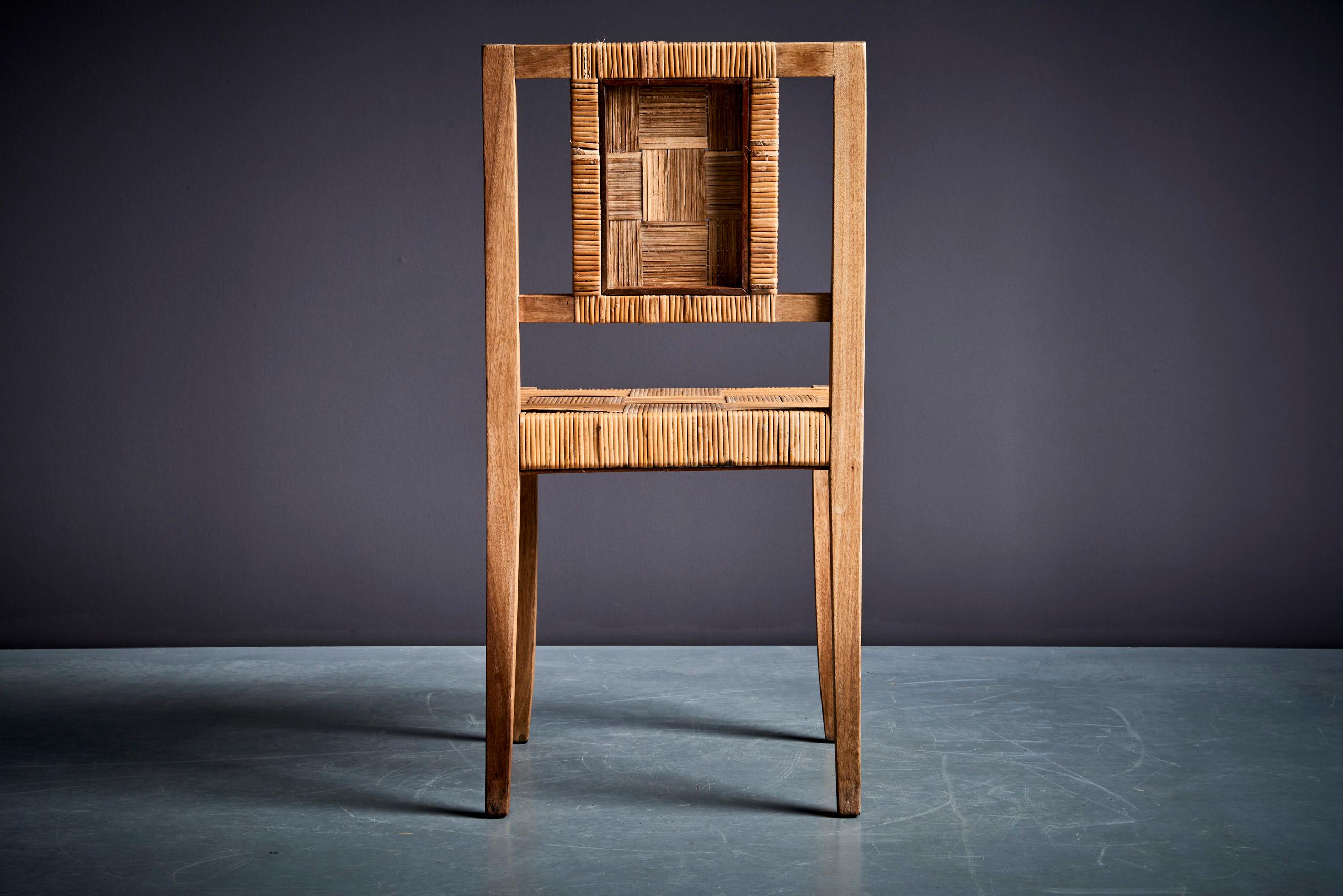 Cane Pair of Francis Jourdain Art Deco Side Chairs, France 1910
