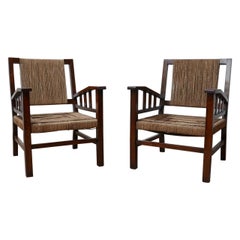 Pair of Francis Jourdain French Art Deco Rope Armchairs '2'